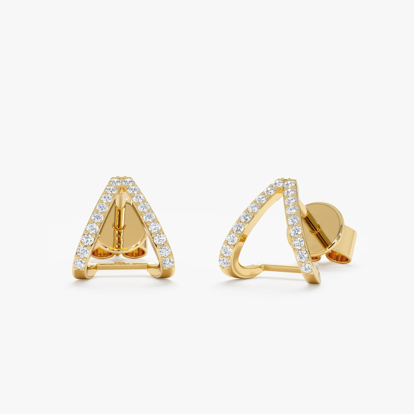 Diamond Arrow Huggie Studs, Valentina - Geum Jewels