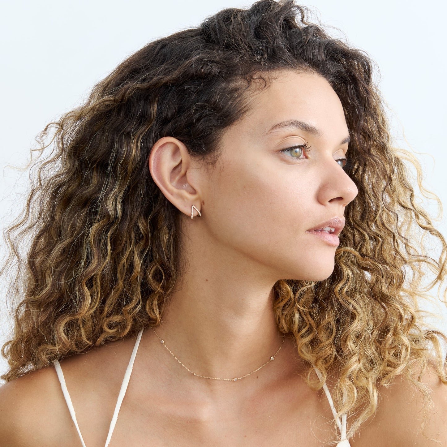Diamond Arrow Huggie Studs, Valentina - Geum Jewels
