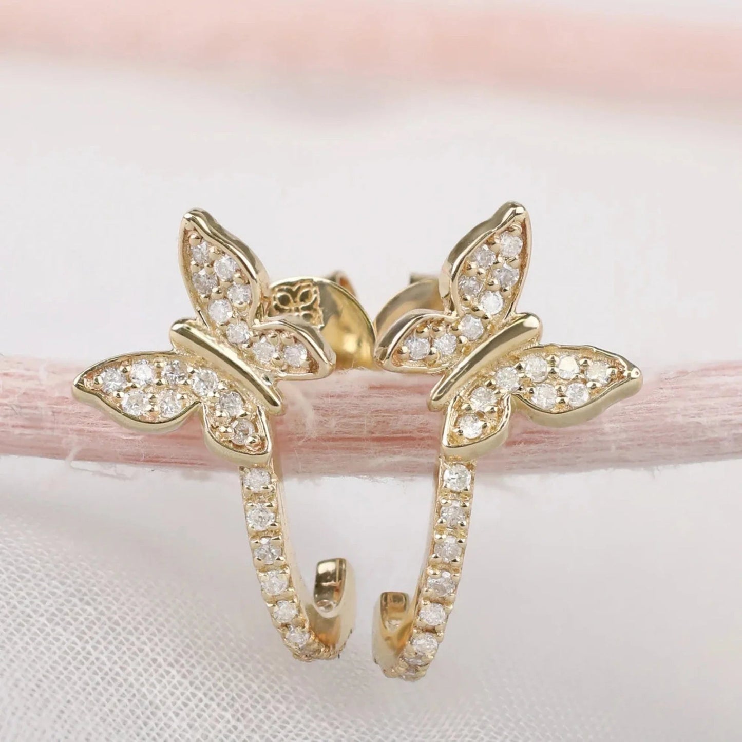 Diamond Butterfly Huggies, Phoebe - Geum Jewels