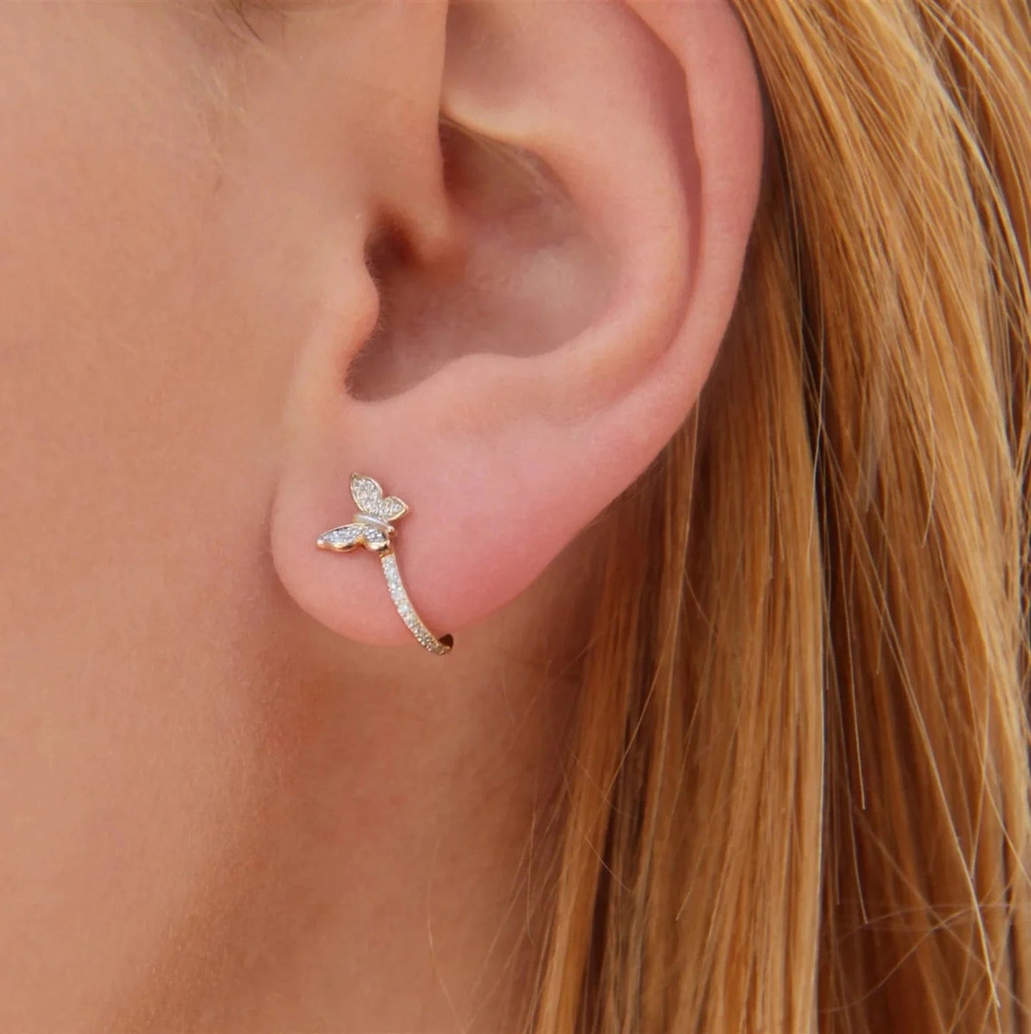 Diamond Butterfly Huggies, Phoebe - Geum Jewels