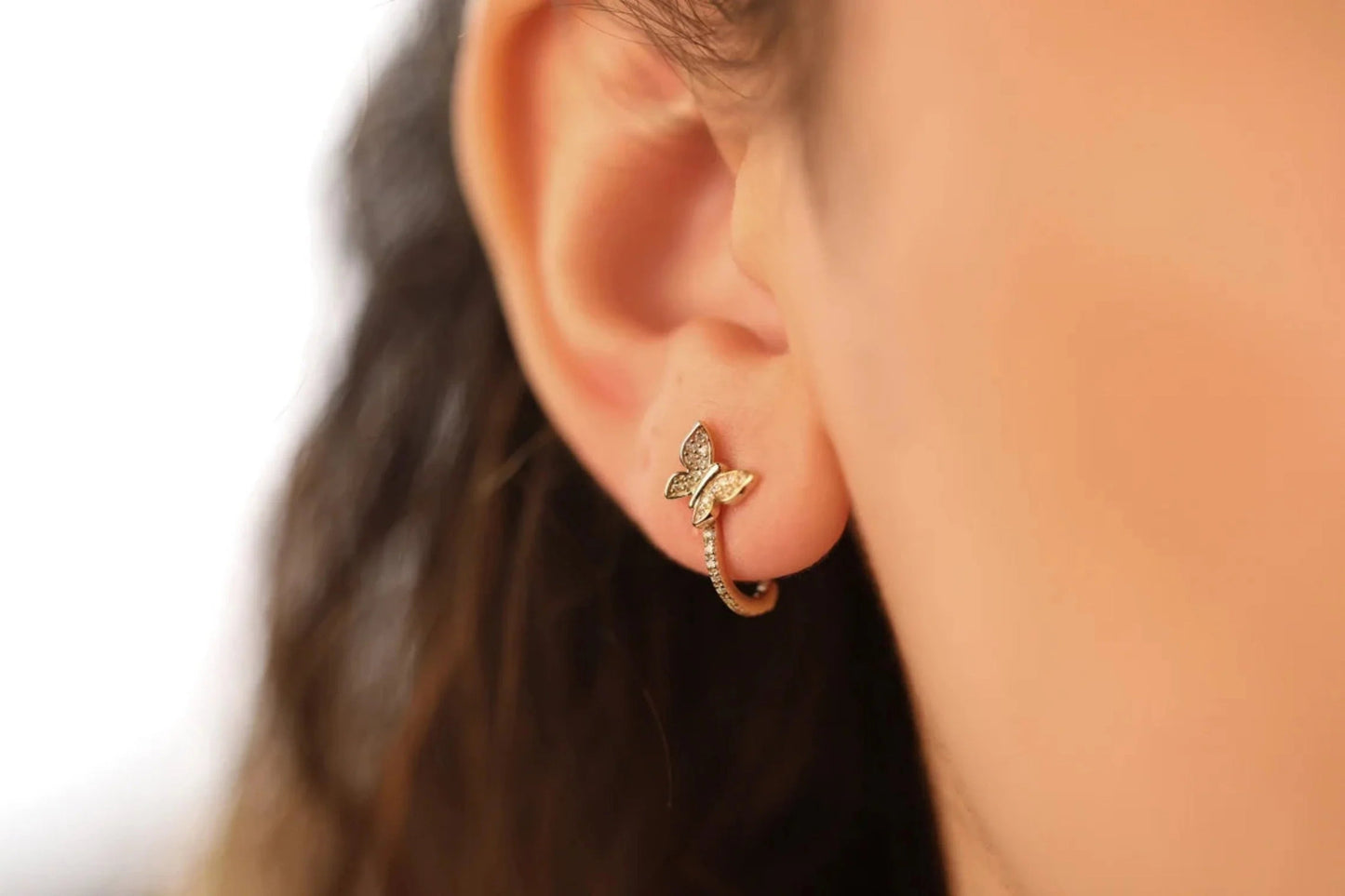 Diamond Butterfly Huggies, Phoebe - Geum Jewels