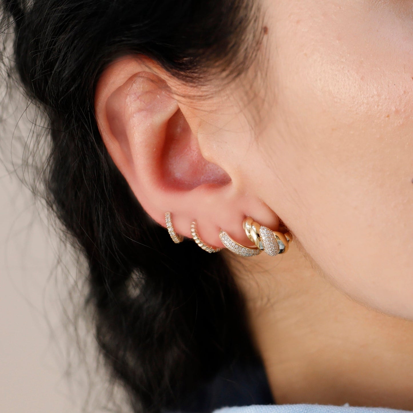 Diamond Croissant Huggies, Avalon - Geum Jewels