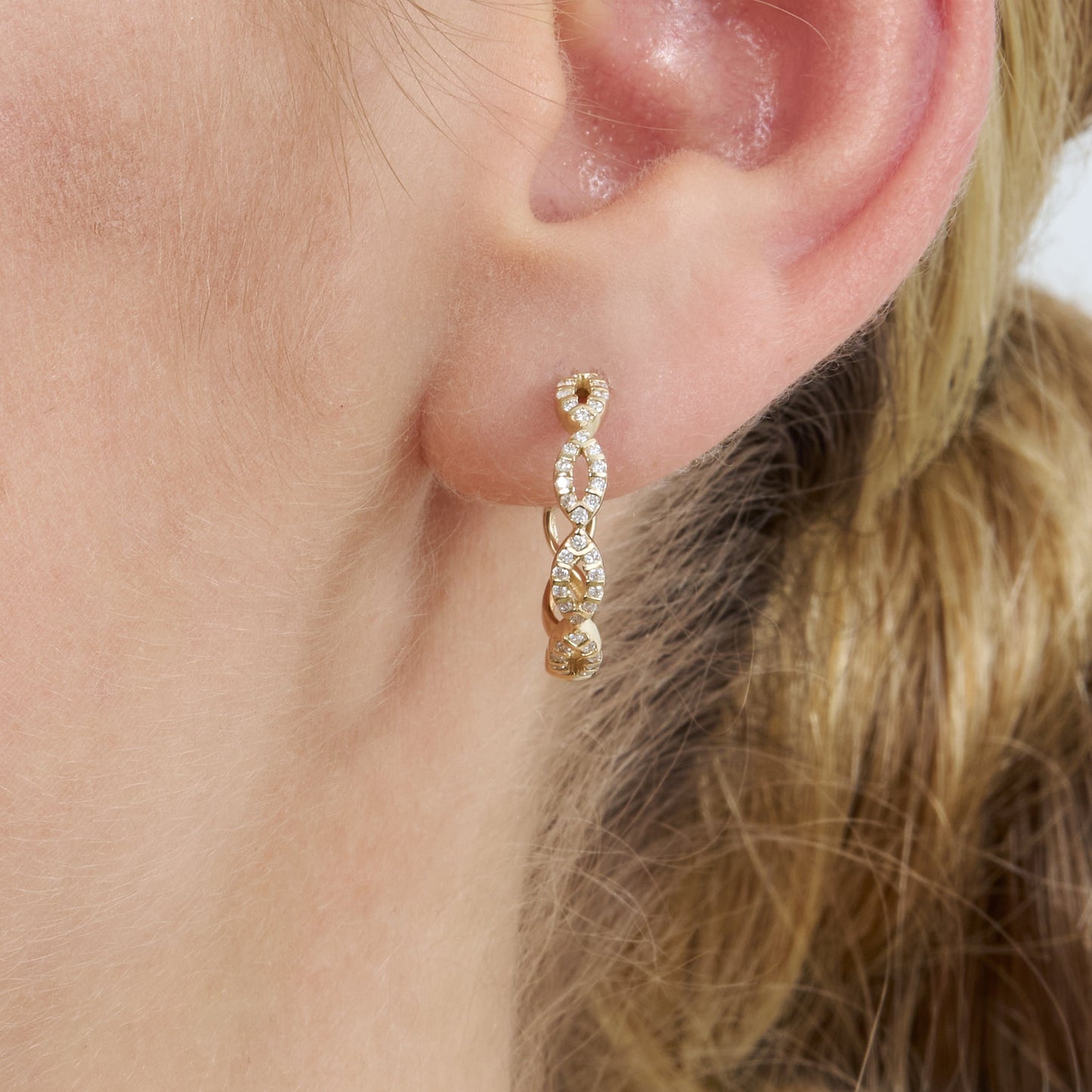 Diamond Paved Infinity Loop Earring, Lottie - Geum Jewels