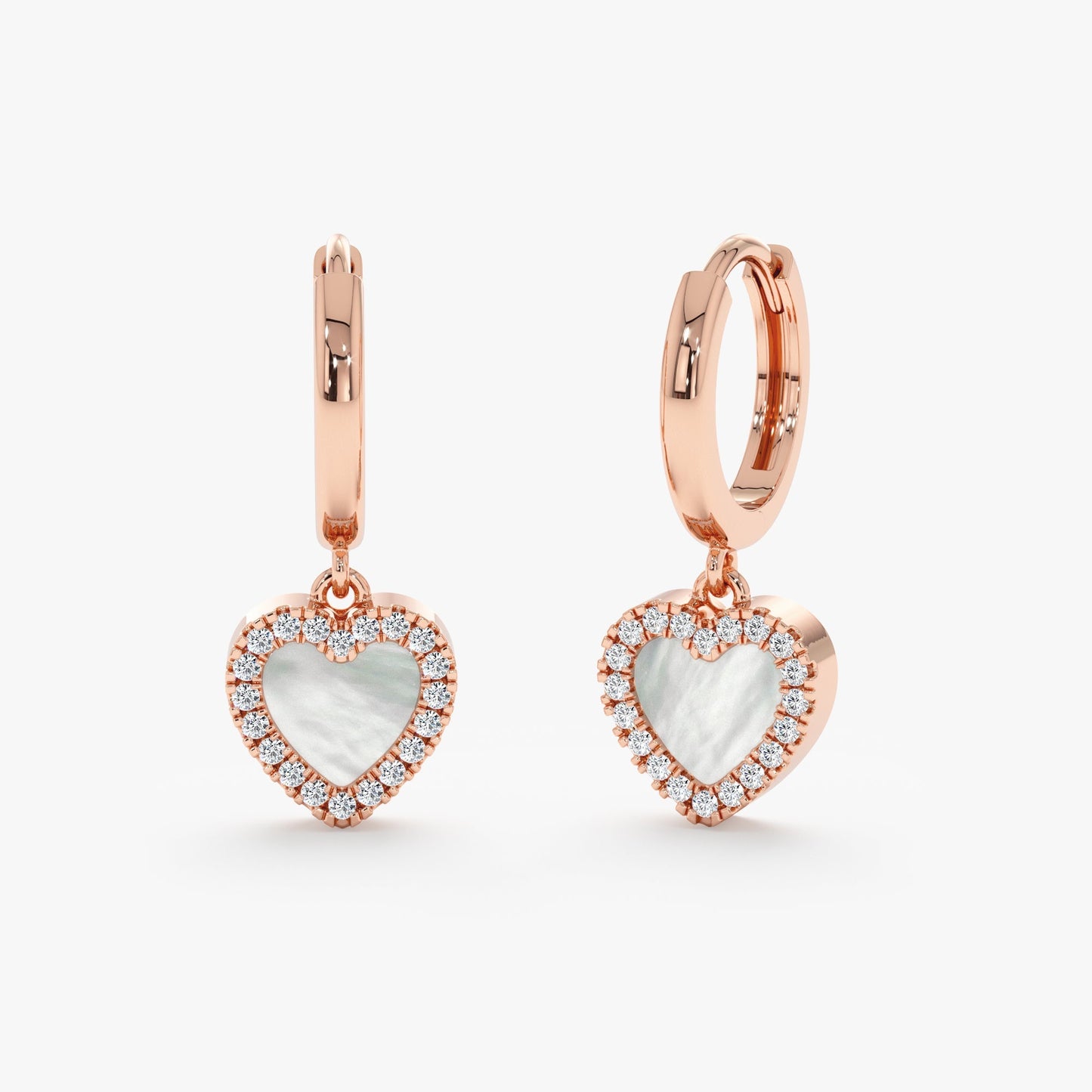Mother Of Pearl Heart Huggies, Zhuri - Geum Jewels