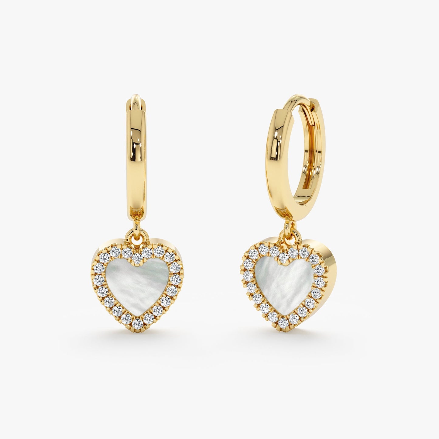 Mother Of Pearl Heart Huggies, Zhuri - Geum Jewels