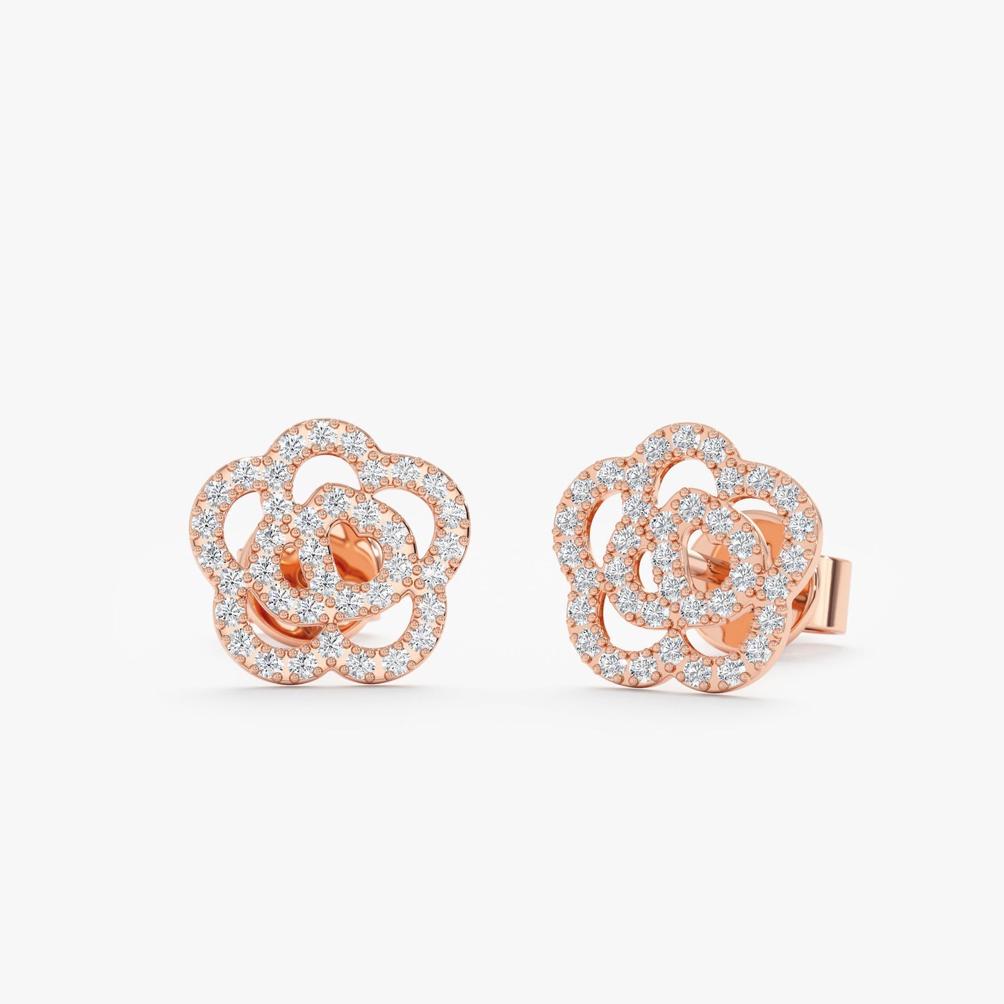 Diamond Rose Studs, Magnolia - Geum Jewels