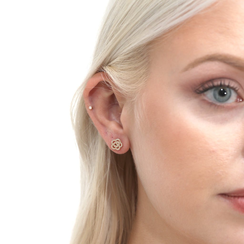 Diamond Rose Studs, Magnolia - Geum Jewels