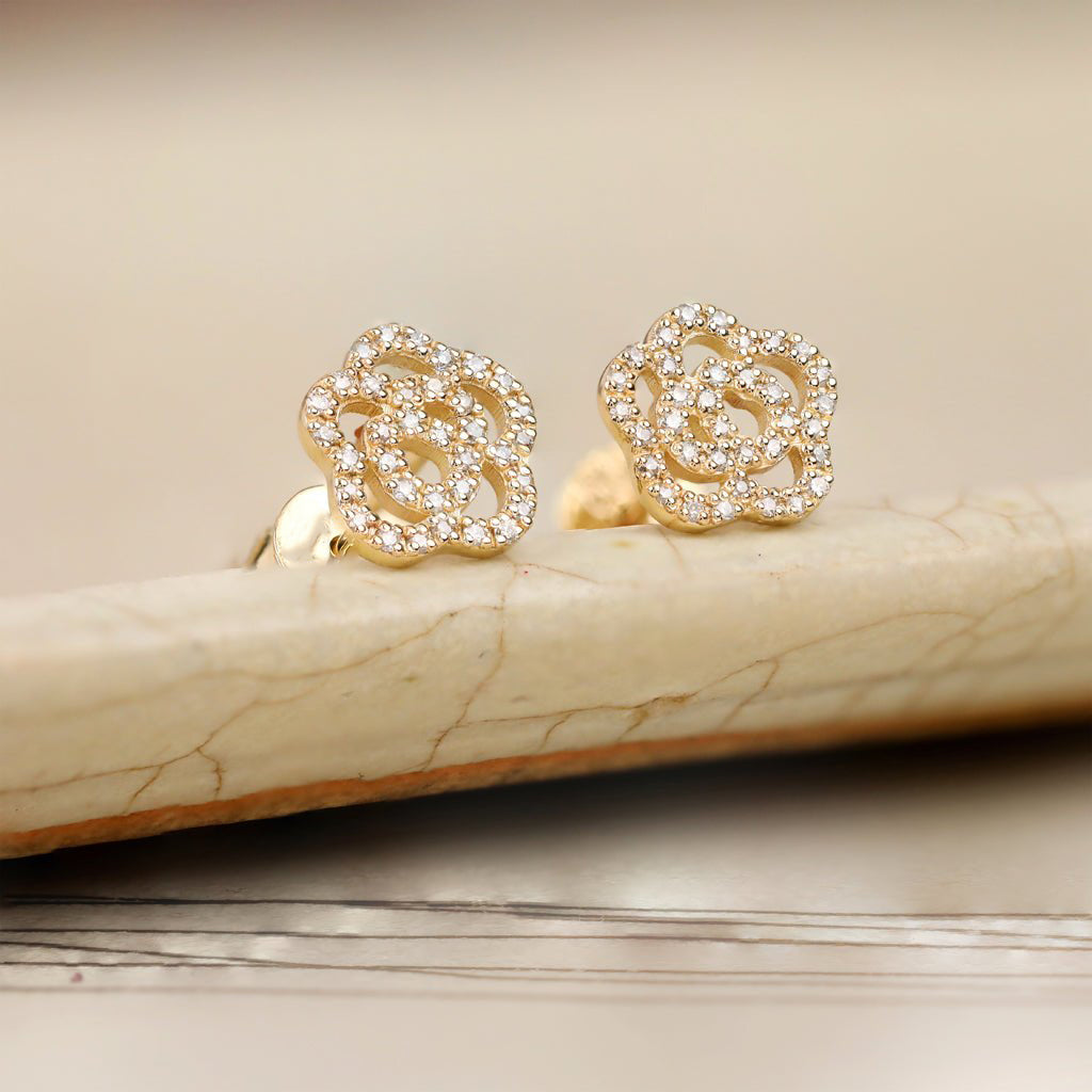 Diamond Rose Studs, Magnolia - Geum Jewels