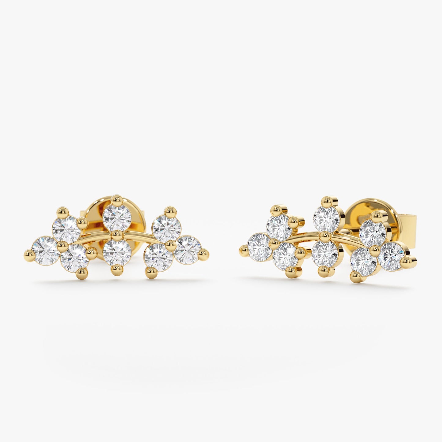 Diamond Vine Ear Climbers Studs, Everleigh - Geum Jewels