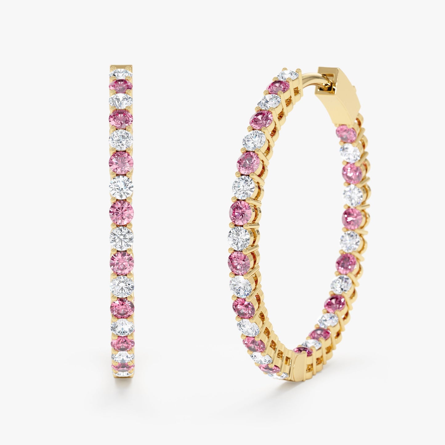 Pink and White Sapphire Hoop Earrings, Blossom - Geum Jewels