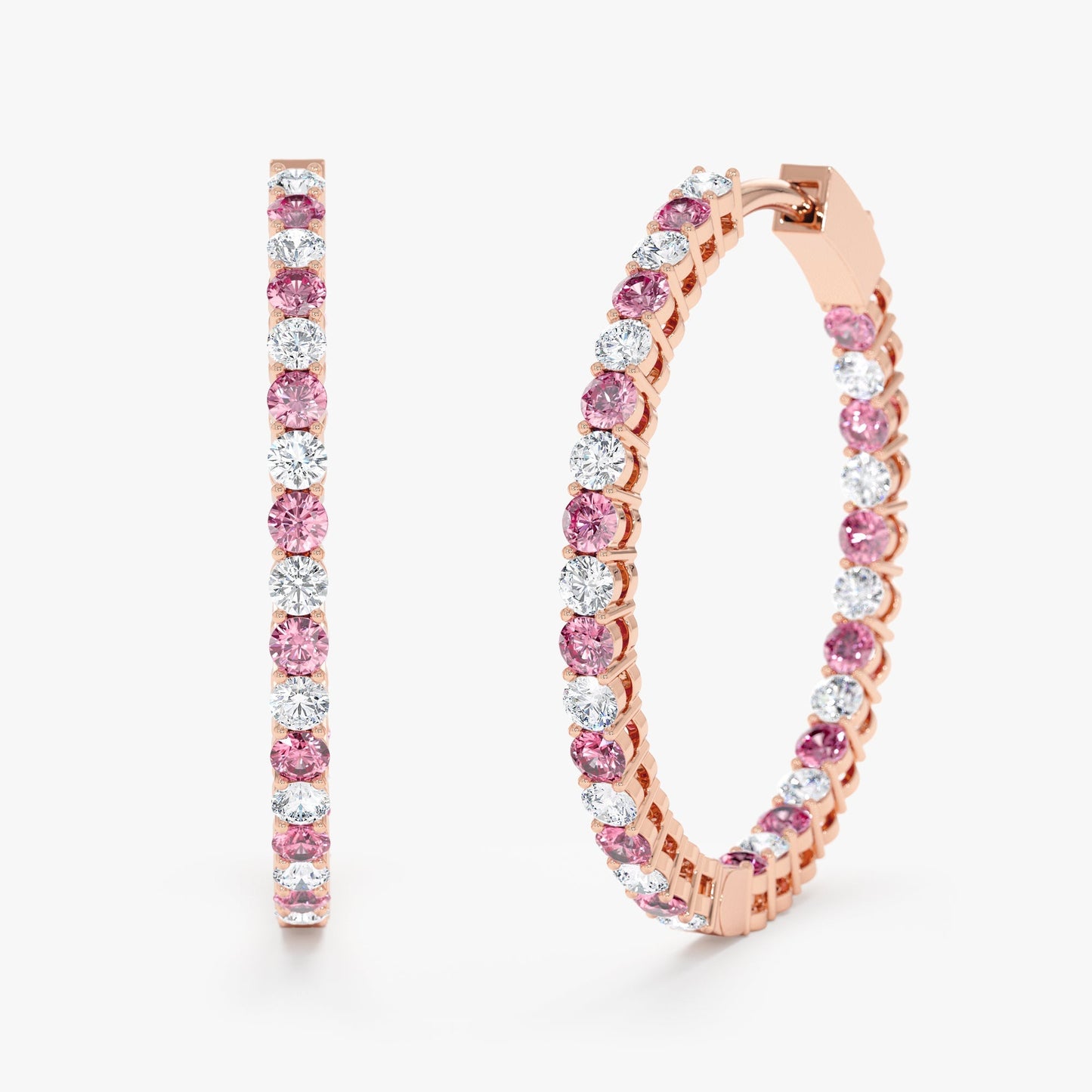Pink and White Sapphire Hoop Earrings, Blossom - Geum Jewels