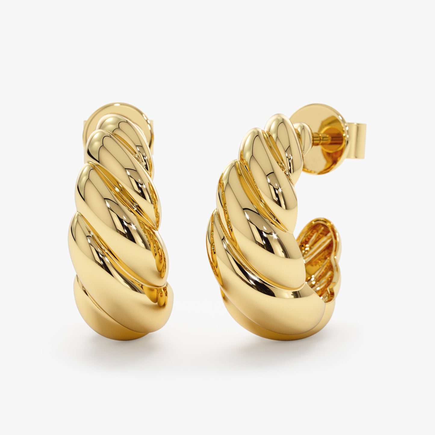 Solid Gold Croissant Huggies, Avalon - Geum Jewels