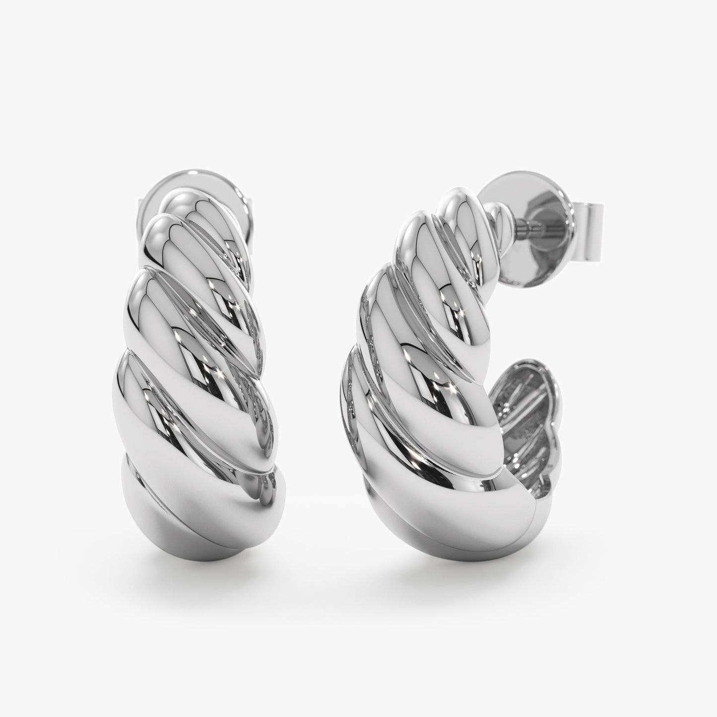 Solid Gold Croissant Huggies, Avalon - Geum Jewels