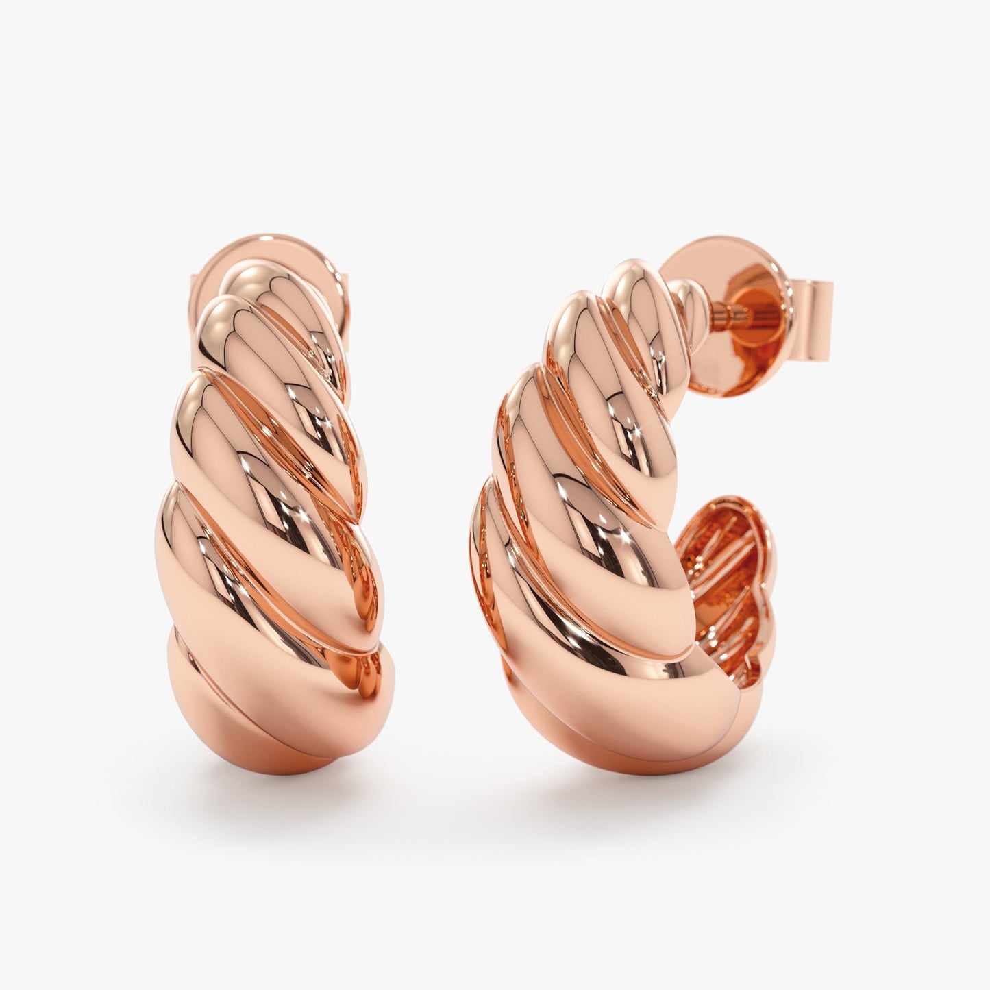 Solid Gold Croissant Huggies, Avalon - Geum Jewels