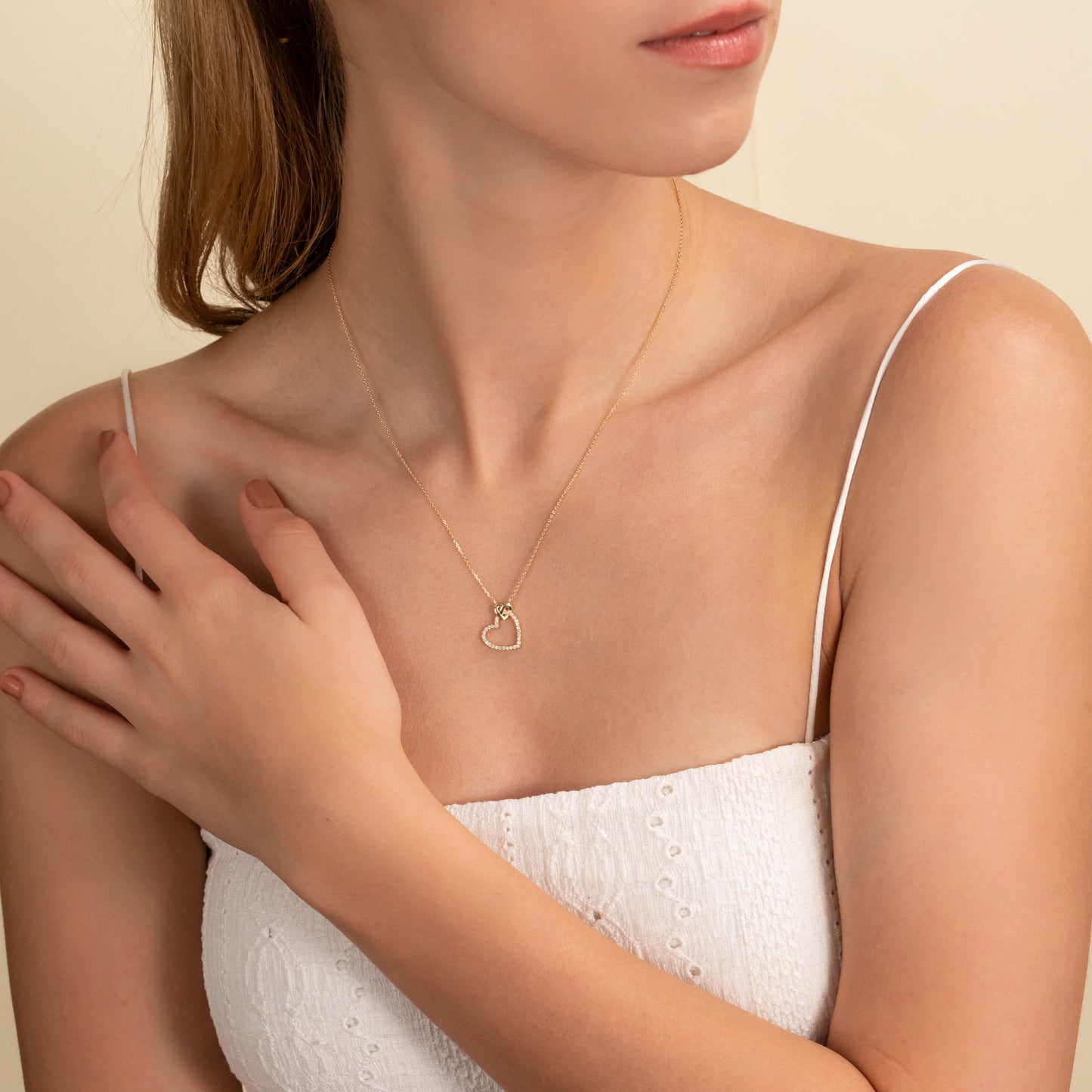 Heart in Heart Diamond Necklace, Lily