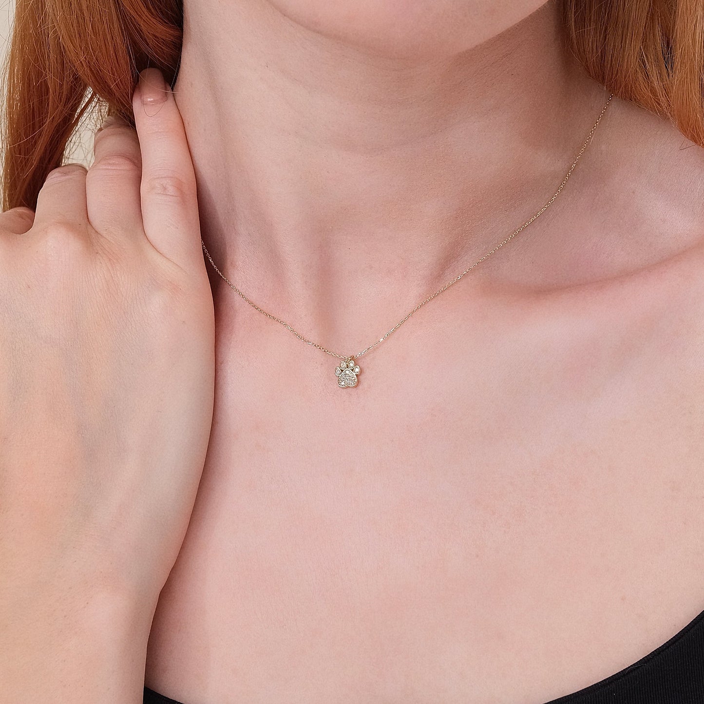 Diamond Paw Necklace, Puppy