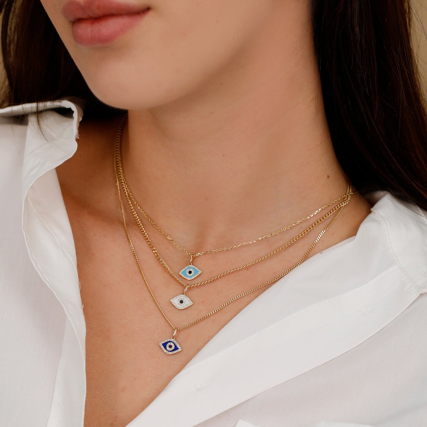 Diamond and Enamel Evil Eye Charm, Lucinda