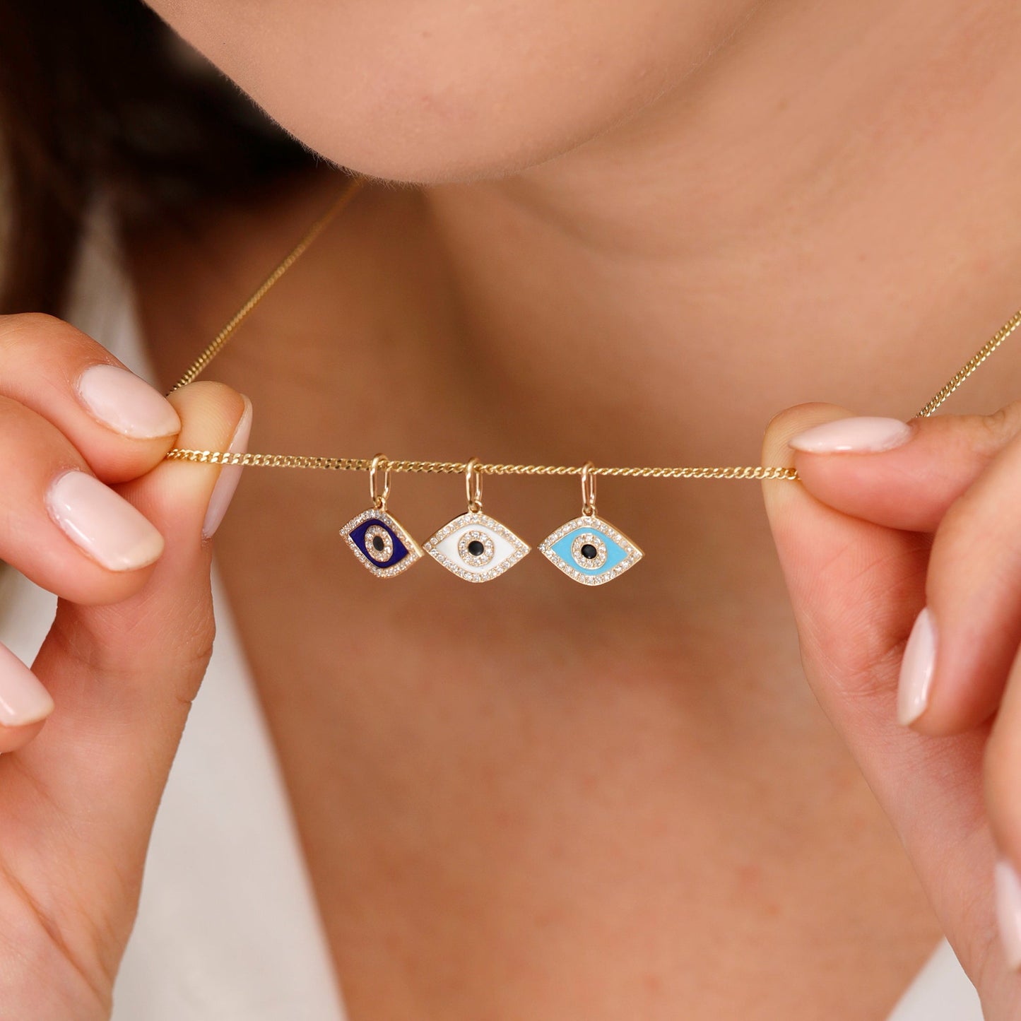 Diamond and Enamel Evil Eye Charm, Lucinda