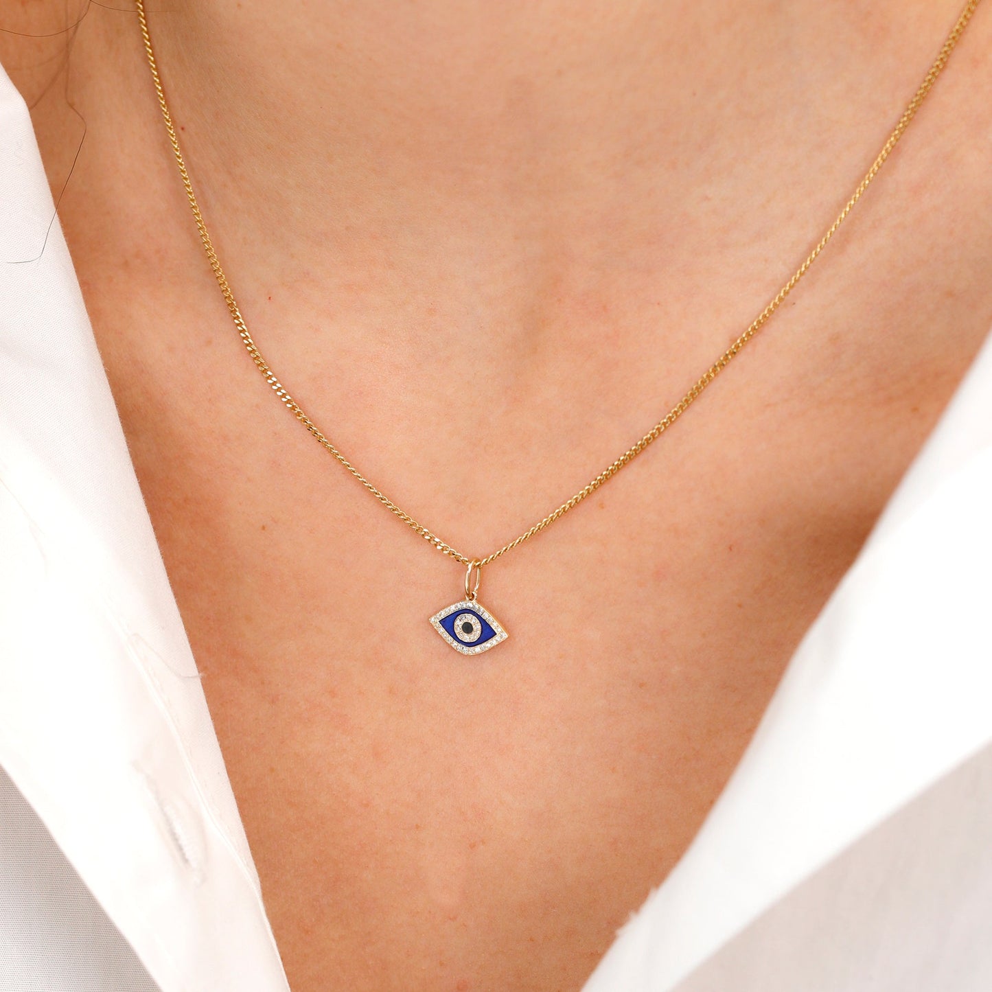 Diamond and Enamel Evil Eye Charm, Lucinda