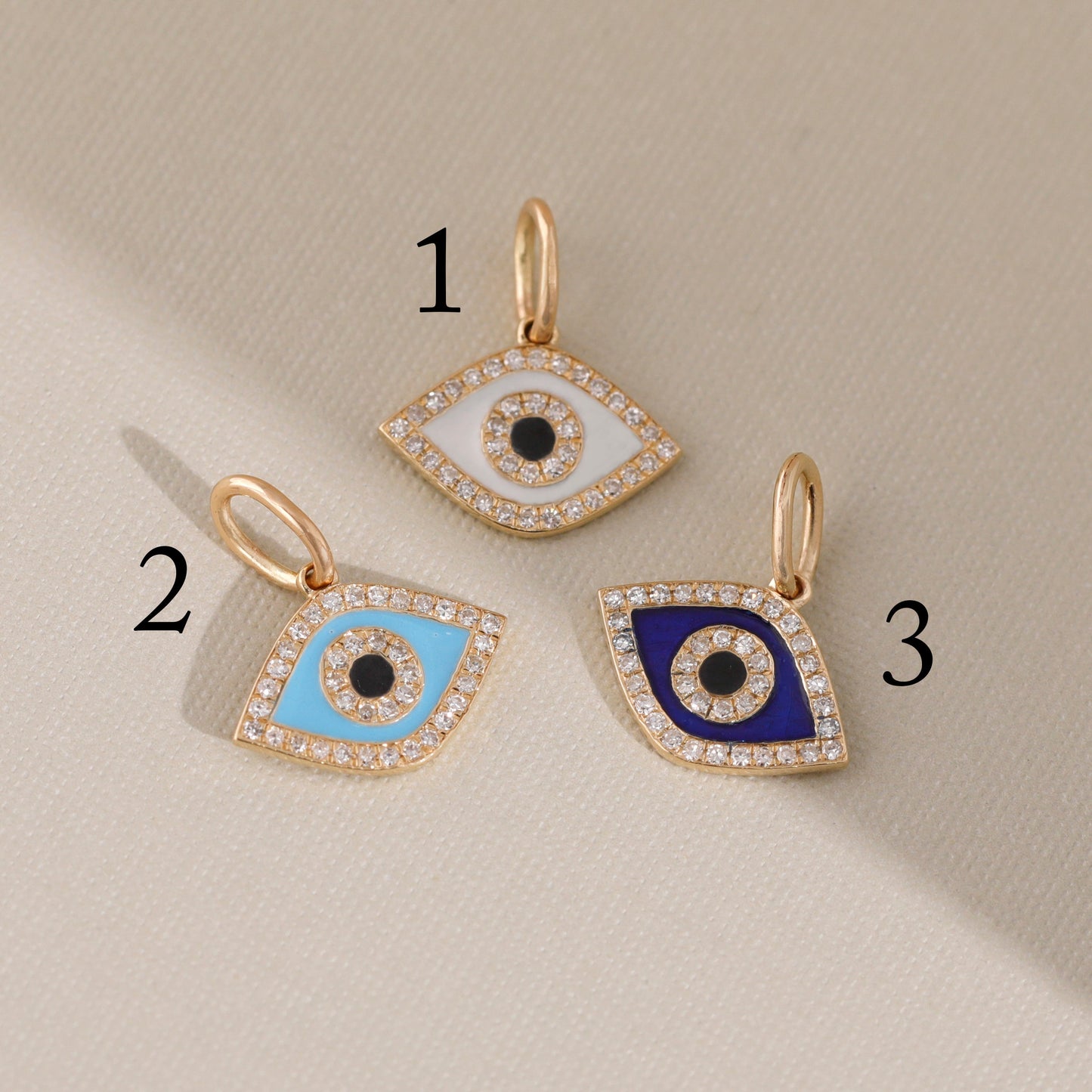 Diamond and Enamel Evil Eye Charm, Lucinda