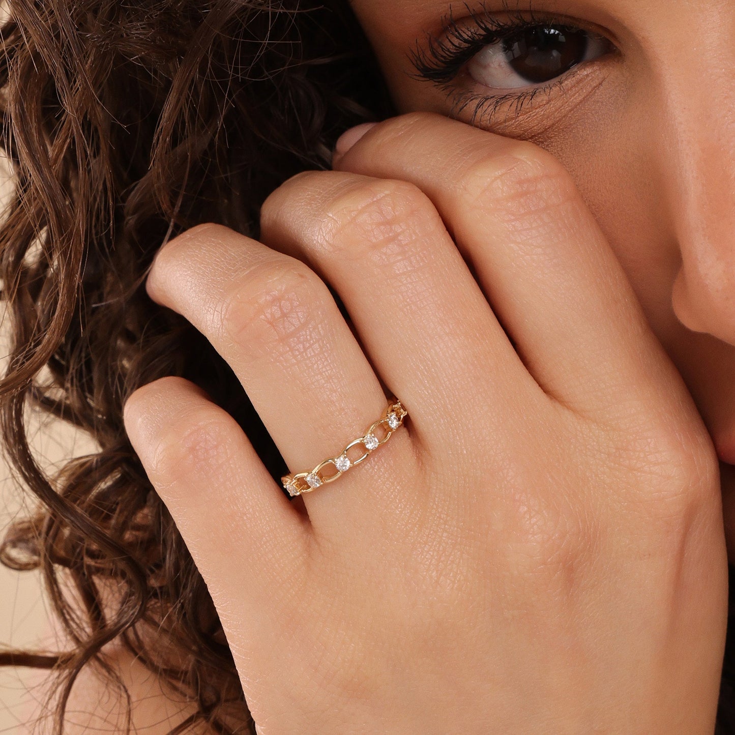 Half Eternity Diamond Chain Ring, Donatella