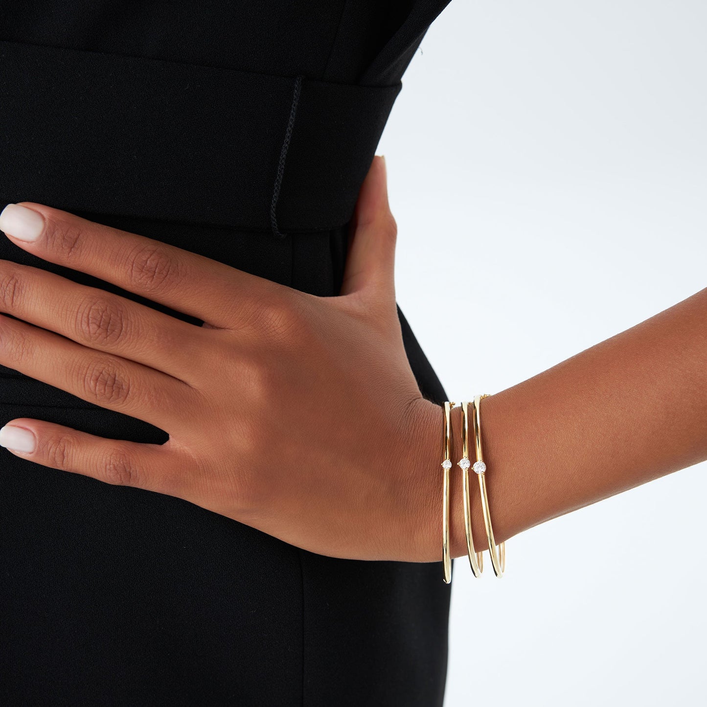 14k Solitaire Diamond Bangle Bracelet 0.10 - 0.30 ctw