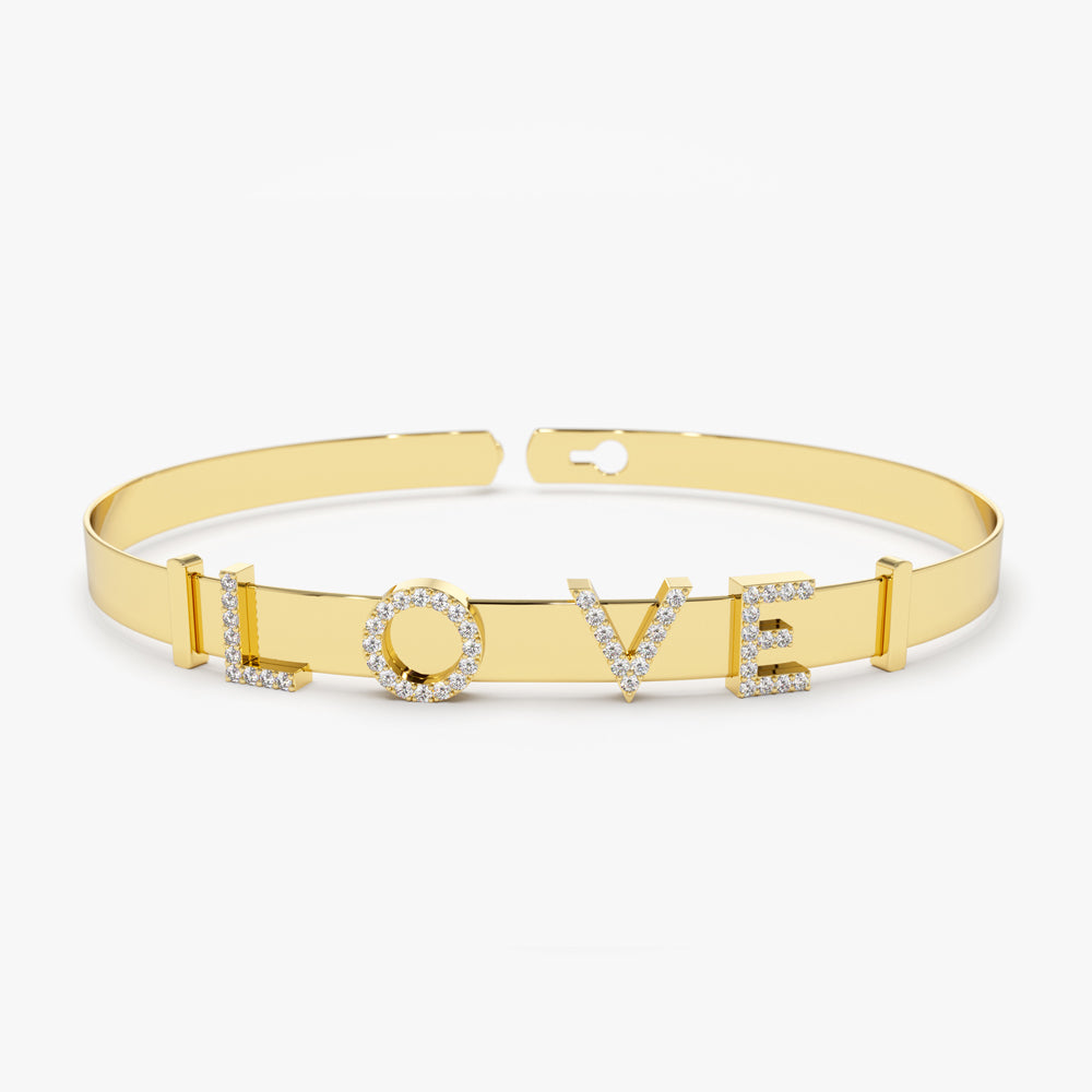 14K 5MM Sliding Diamond Initials Bangle