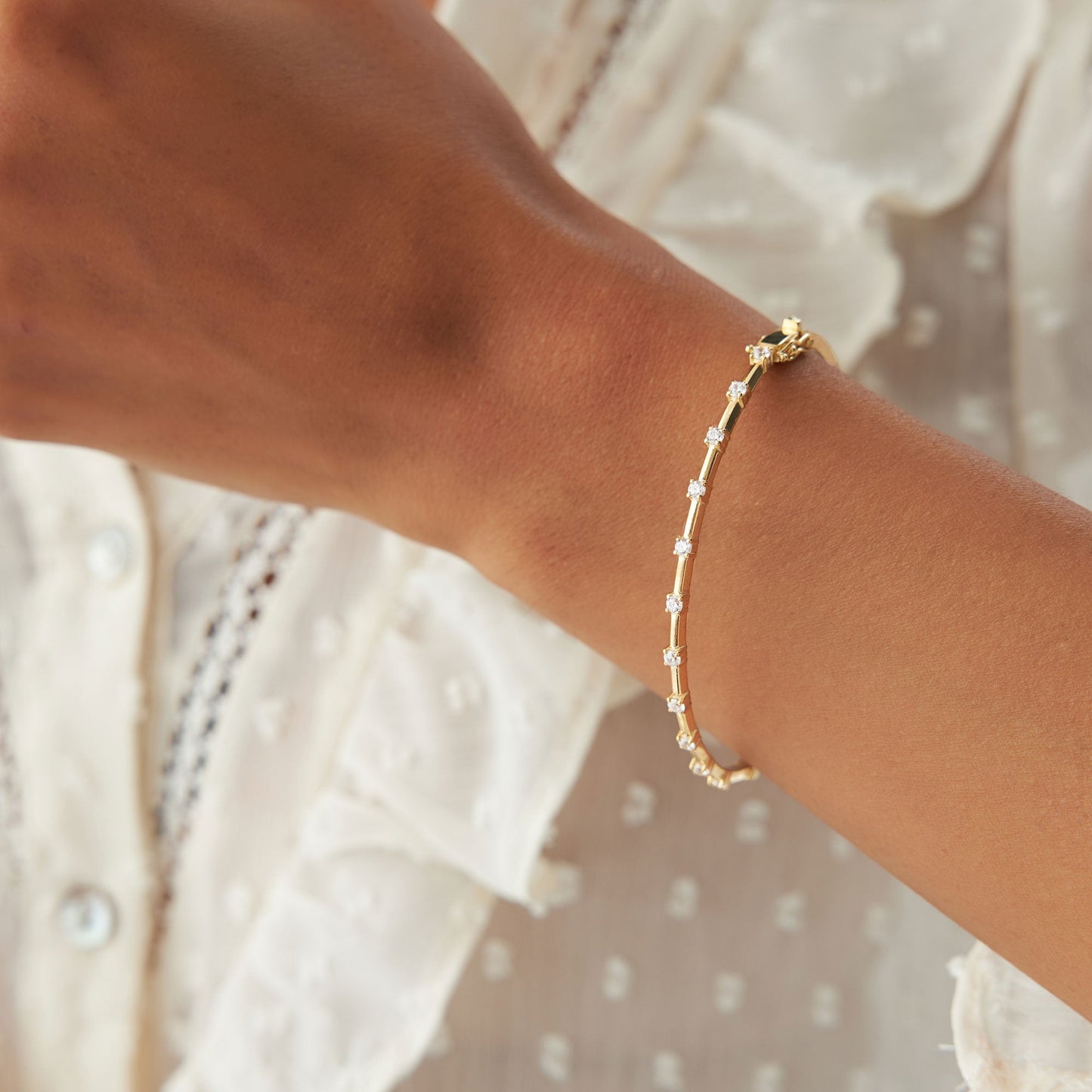14k 0.50 ctw Diamond Bar Bangle Bracelet