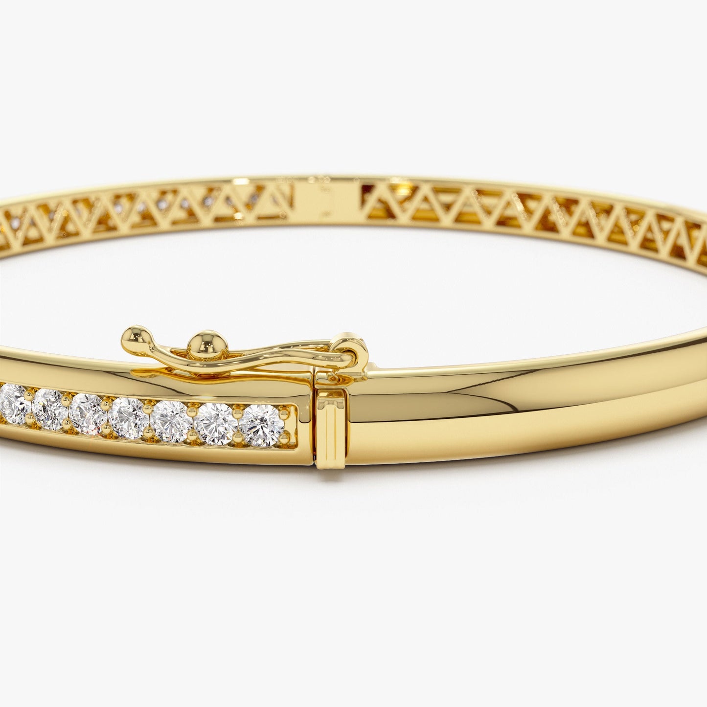 14k 1.00 Ctw Dome Diamond Bangle Bracelet
