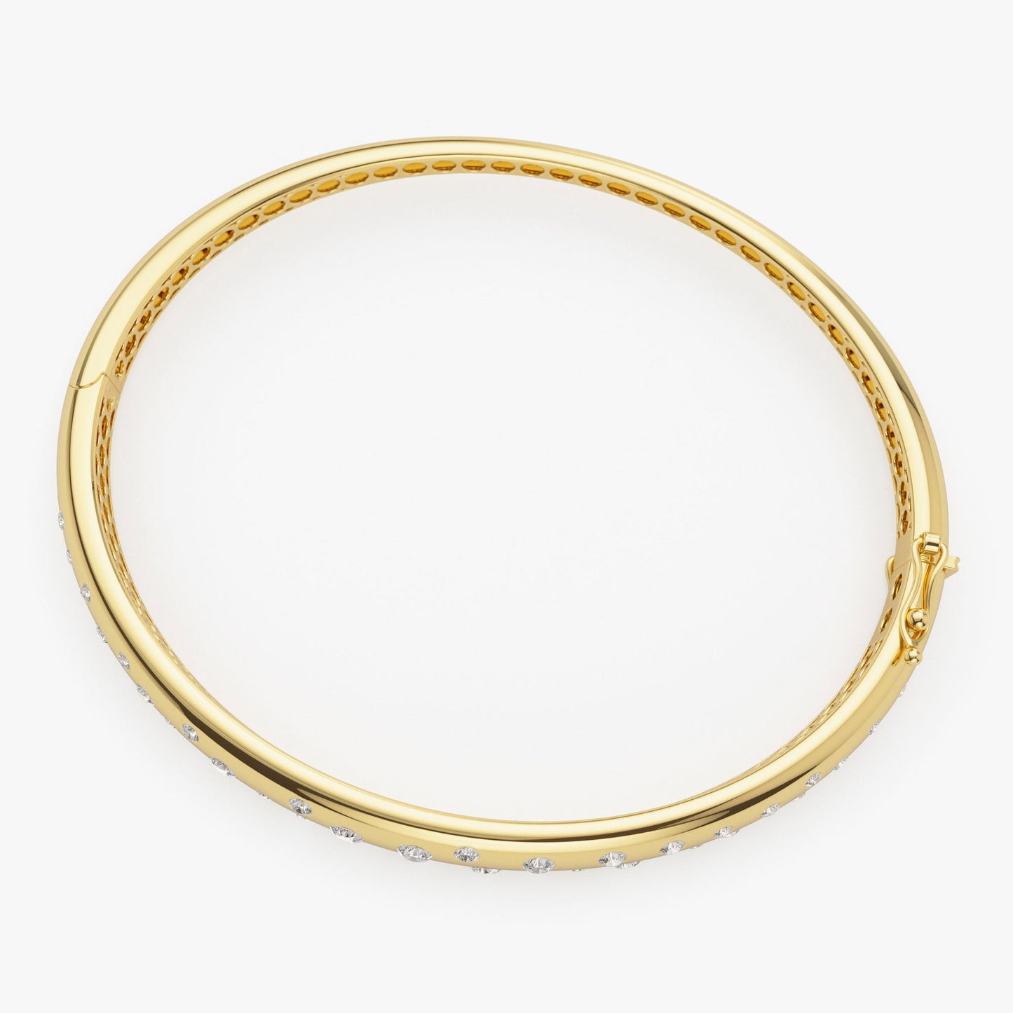 14k 1.20ctw Dome Floating Diamond Bangle Bracelet