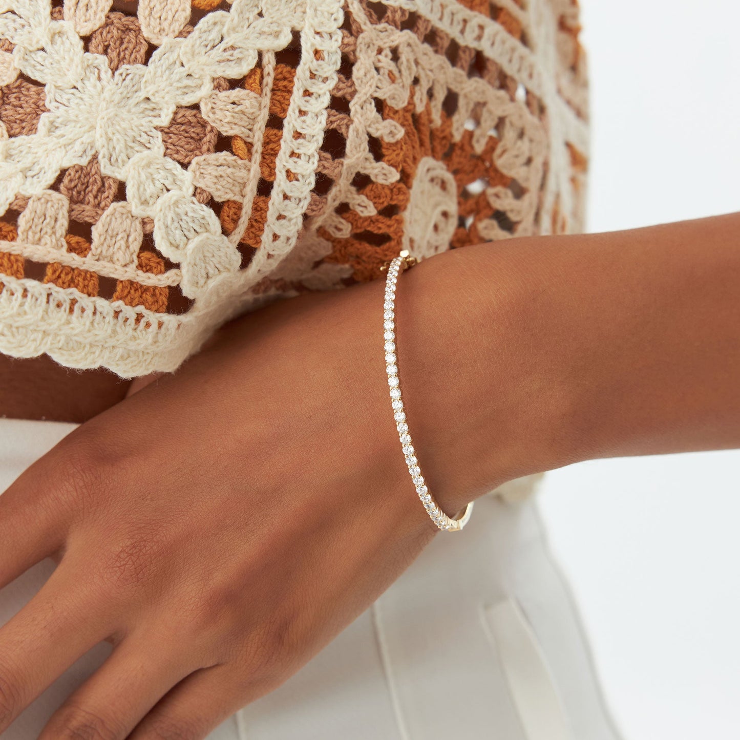 14k 1.50 Ctw Prong Setting Diamond Bange Bracelet