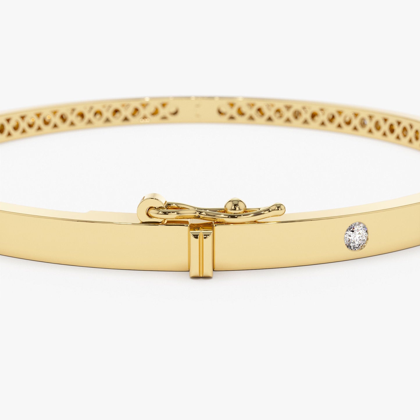 14k 3MM Flat Flush Setting Stacking Diamond Bangle