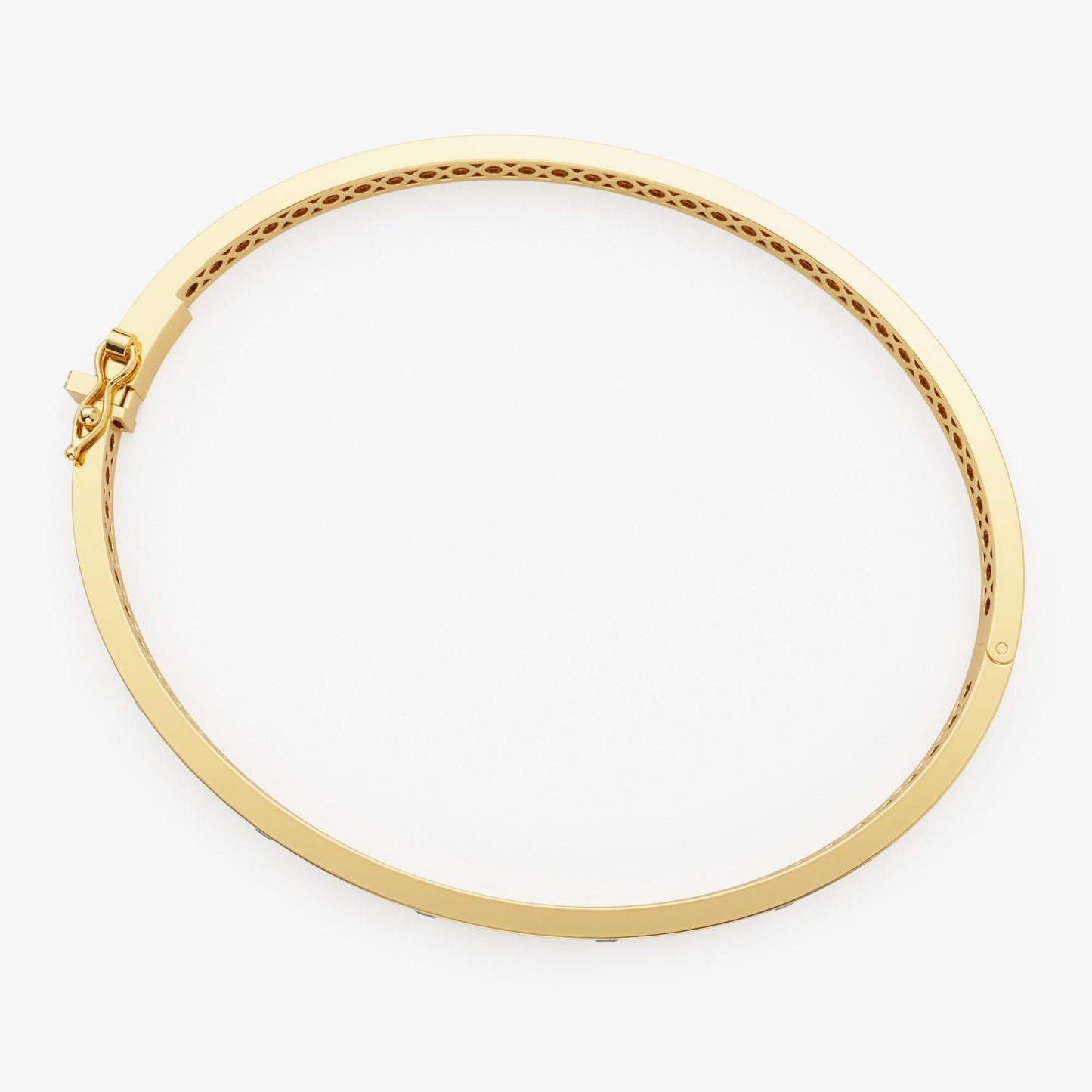 14k 3MM Flat Flush Setting Stacking Diamond Bangle