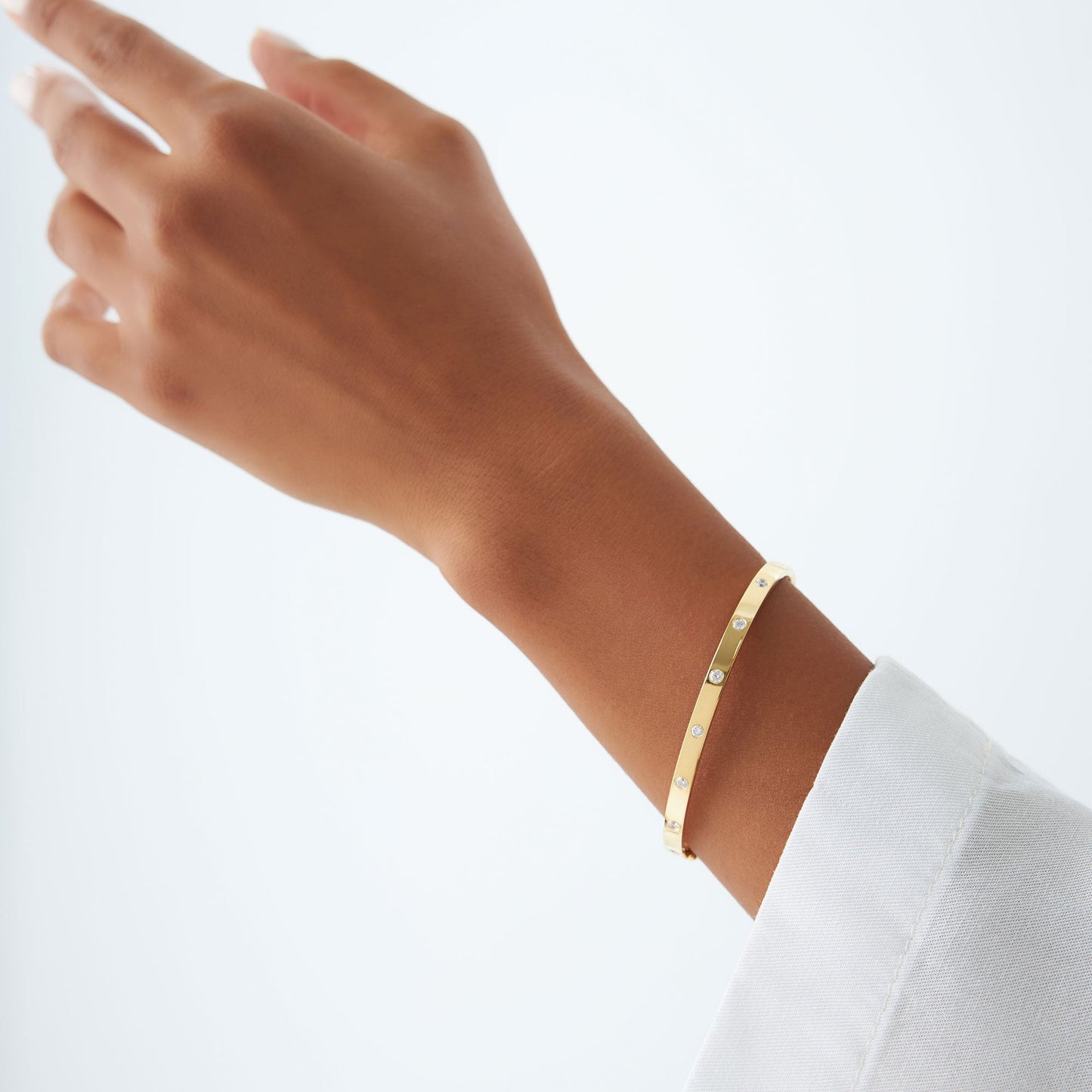 14K 4mm Diamond Bangle Bracelet