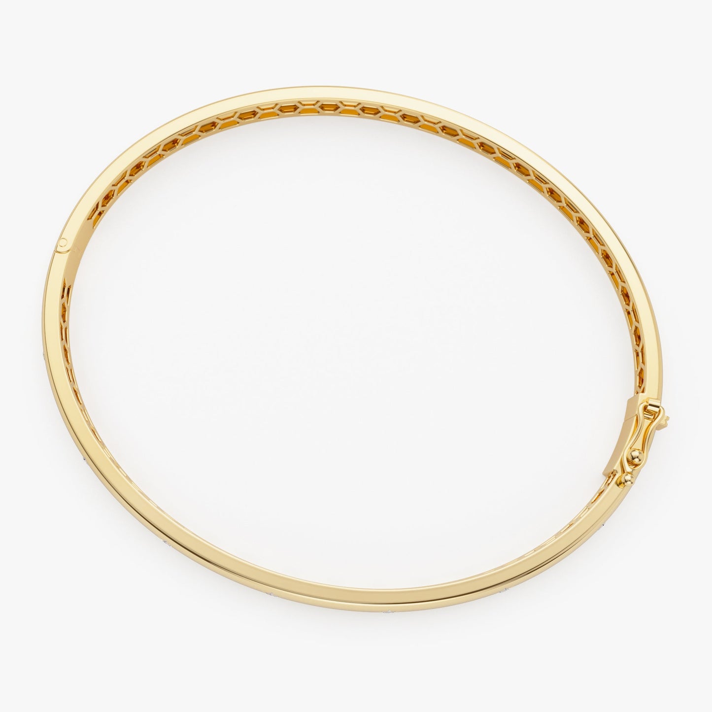 14k 4mm Dome Star Setting Diamond Bangle Bracelet