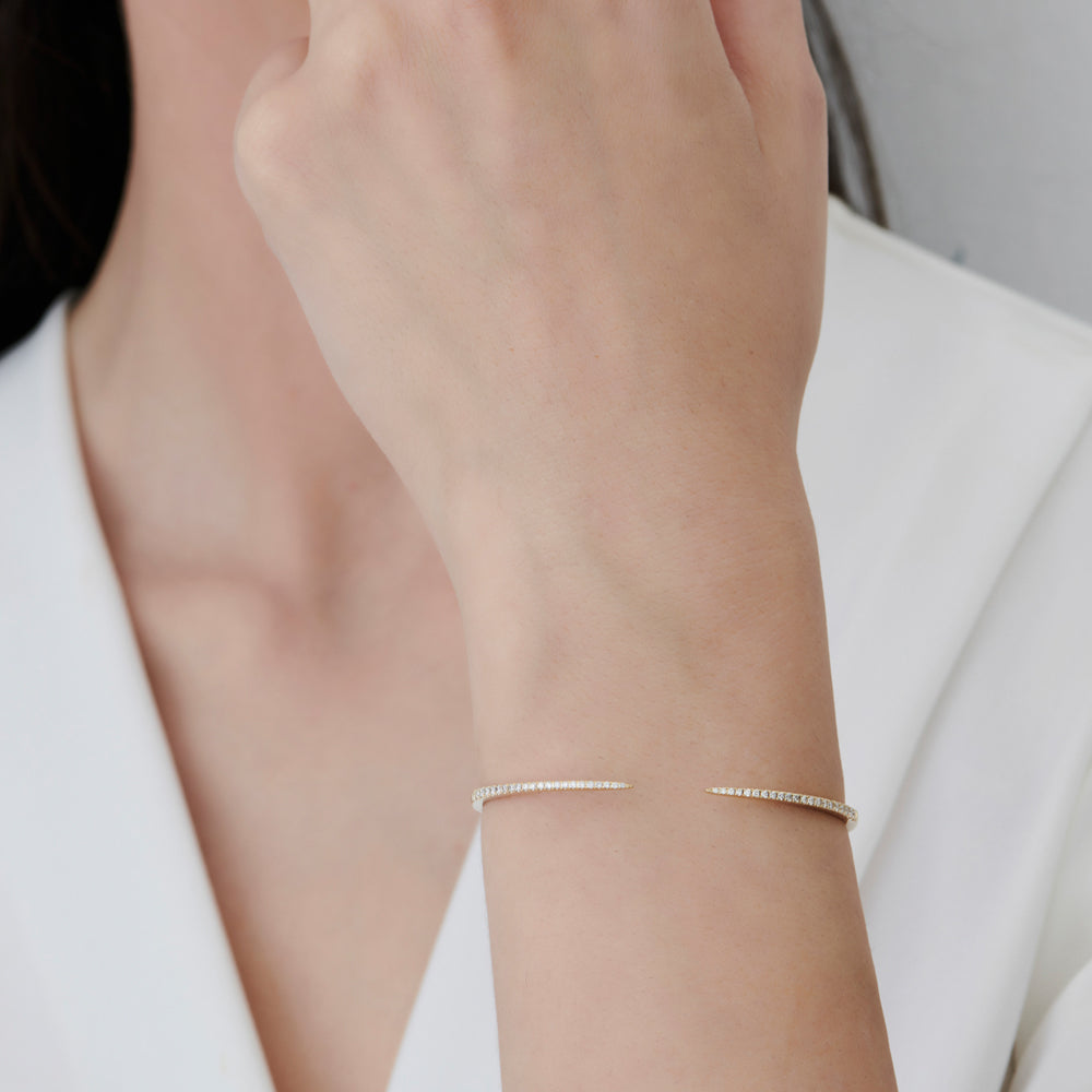 14k Cuff Diamond Bangle Bracelet 0.50 ctw