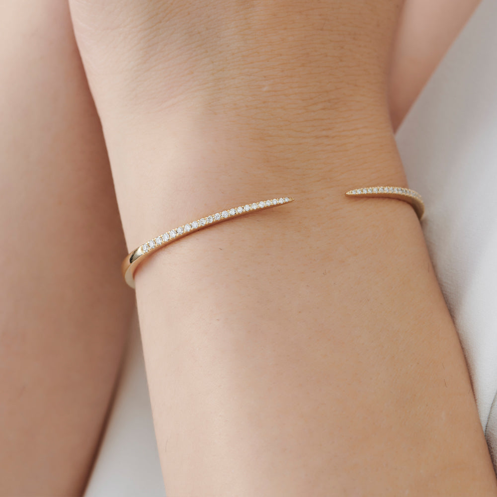 14k Cuff Diamond Bangle Bracelet 0.50 ctw
