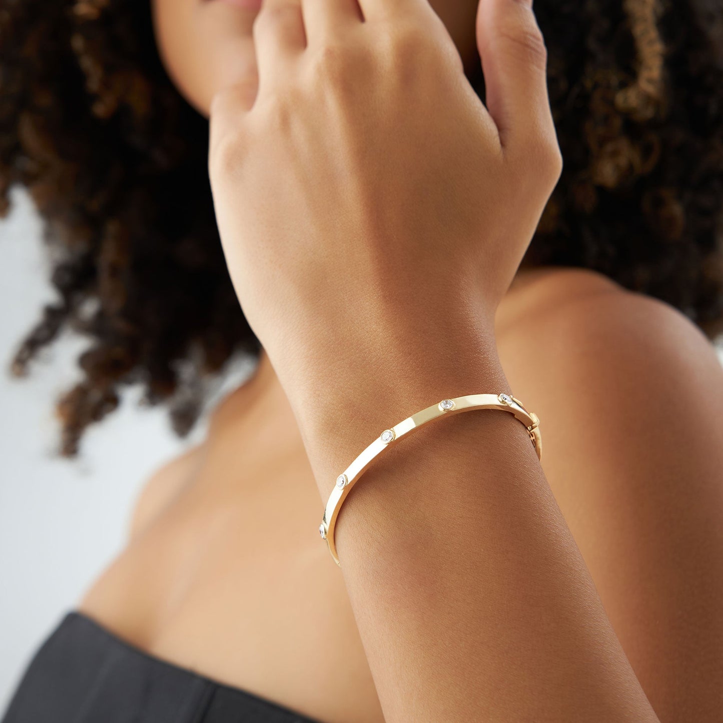 14K Gold 0.50Ct Round Diamond Bangle Bracelet