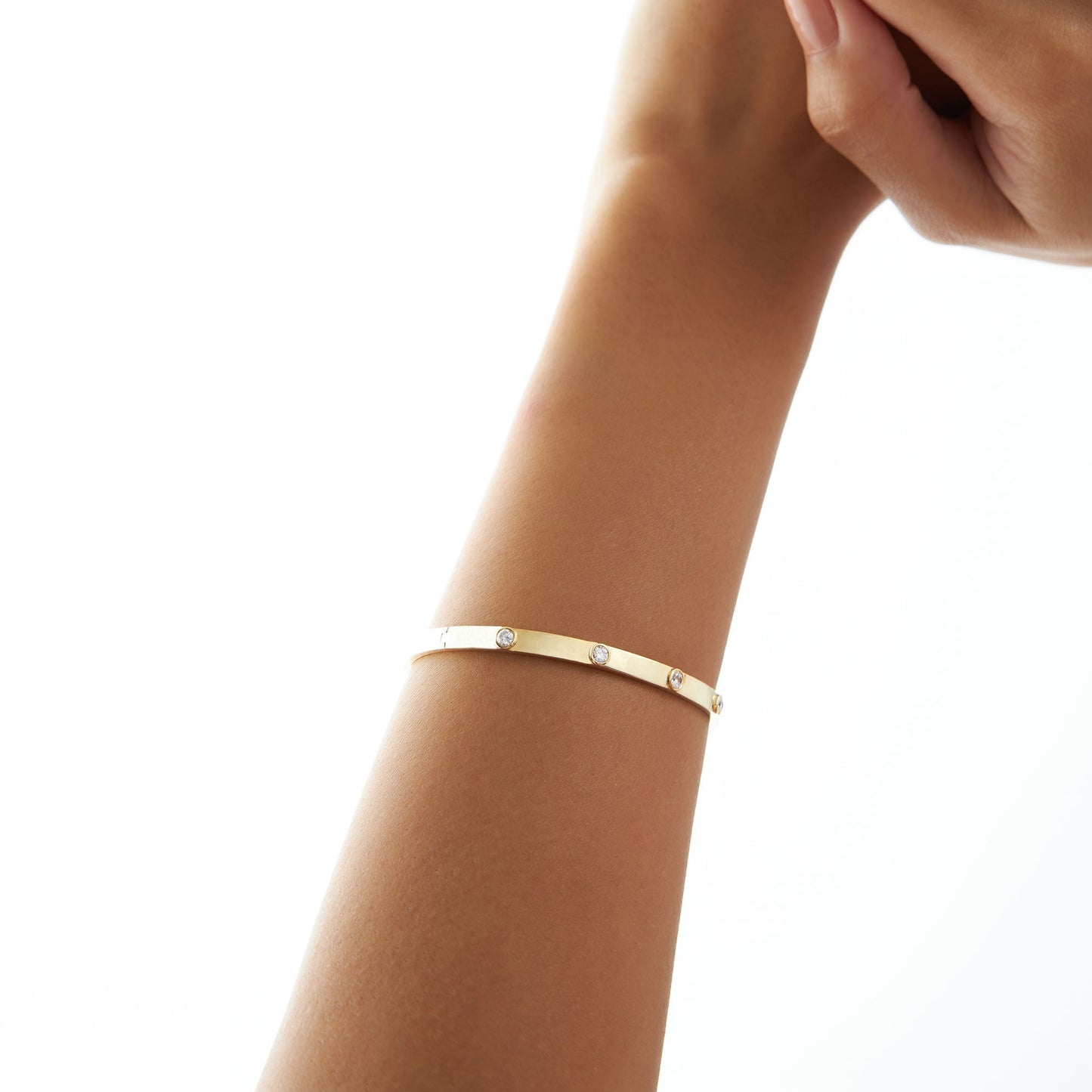 14K Gold 0.50Ct Round Diamond Bangle Bracelet