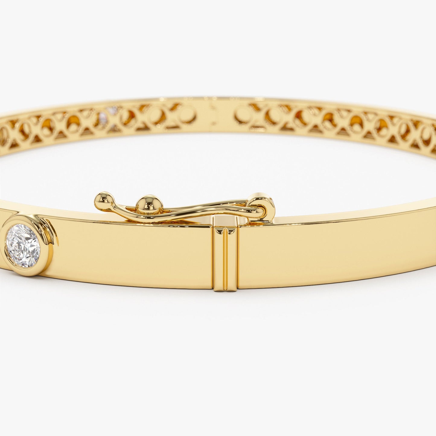 14K Gold 0.50Ct Round Diamond Bangle Bracelet