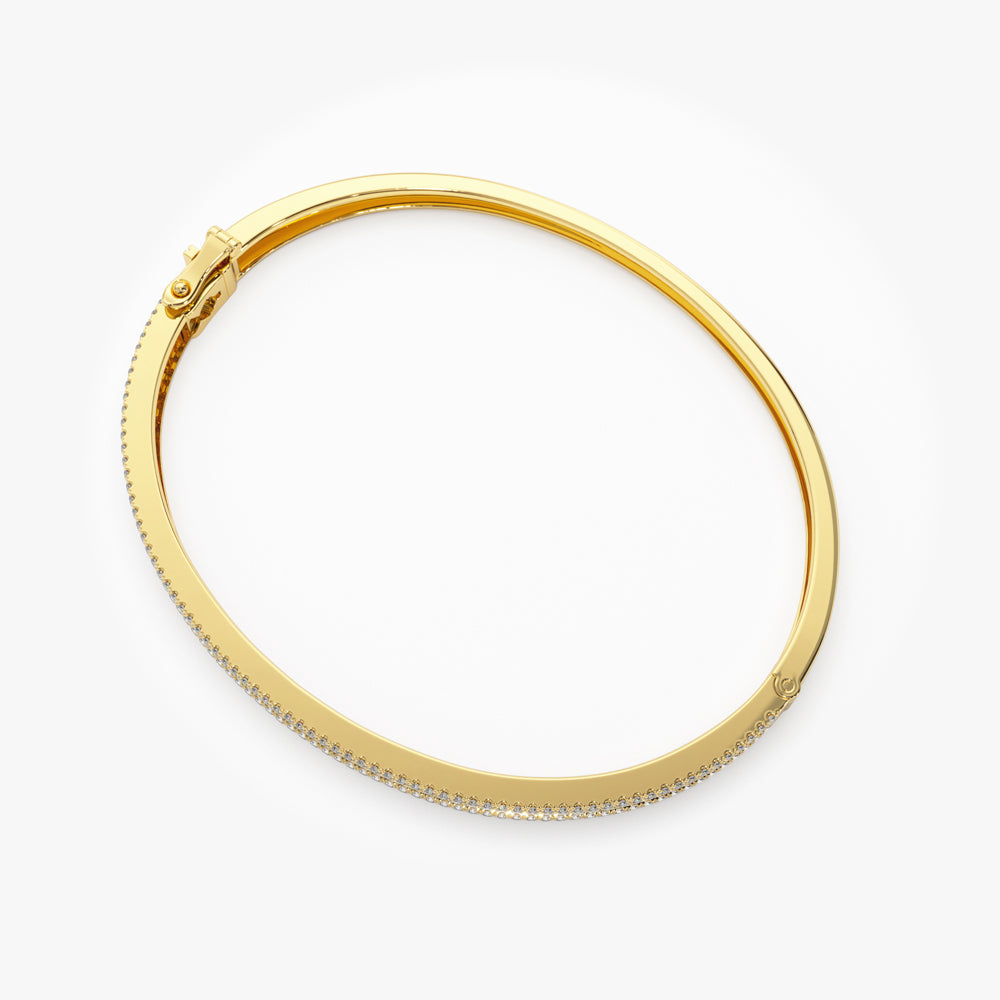 14k Half Eternity Baguette and Round Diamond Bangle