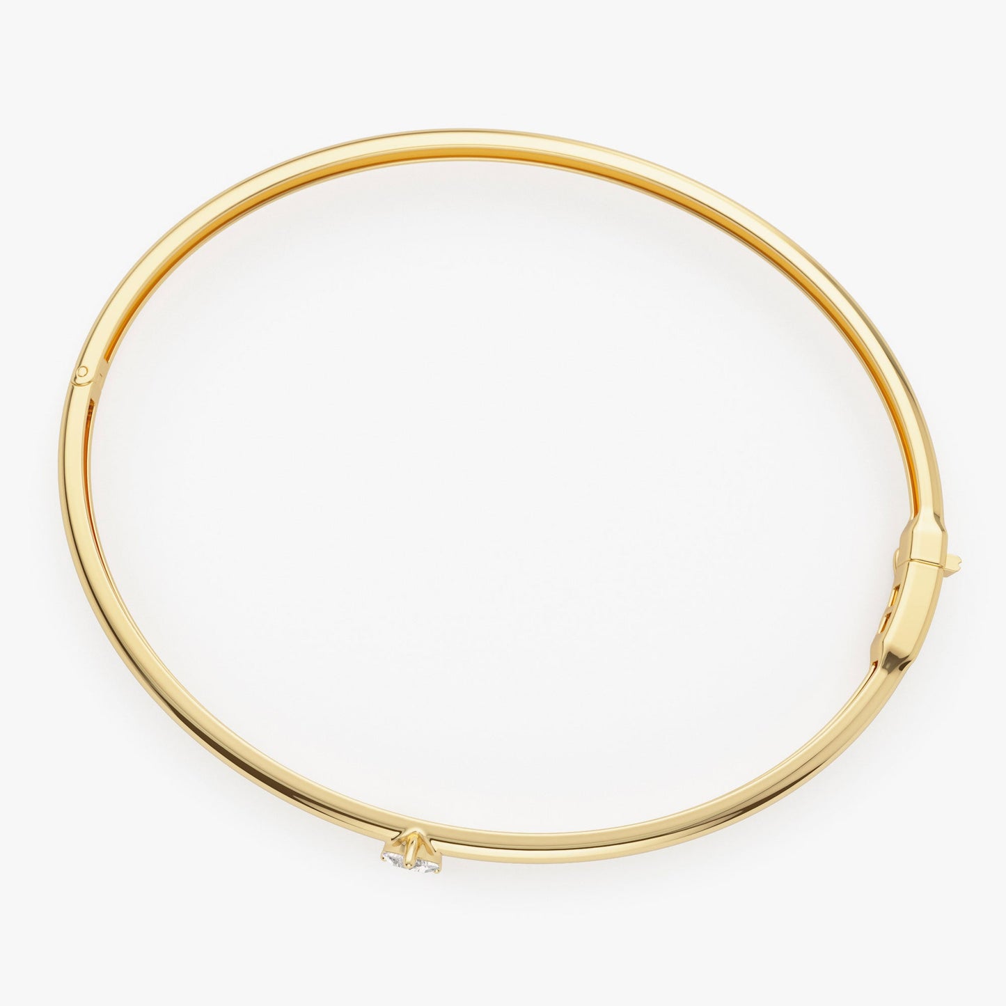 14K Heart Shape Diamond Solitaire Bangle