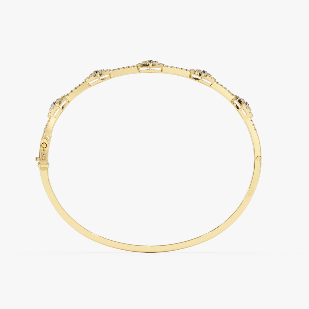 14k Marquise Shape Round Diamond Bangle Bracelet