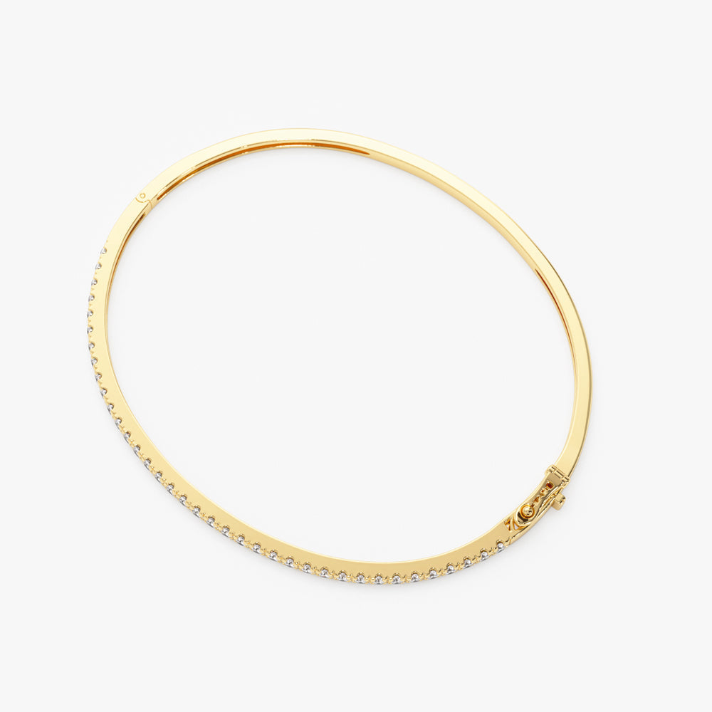 14k Stacking Micro Pave Diamond Bangle 0.90 ctw - Geum Jewels
