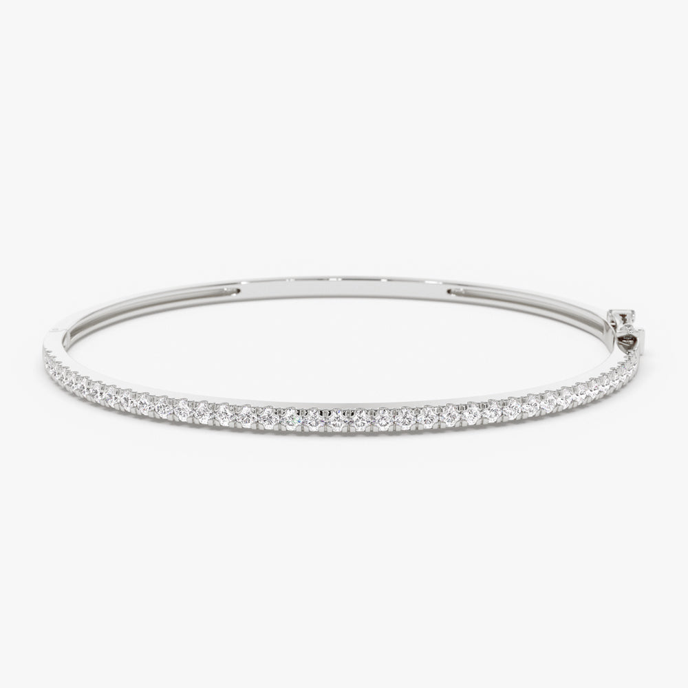14k Stacking Micro Pave Diamond Bangle 0.90 ctw - Geum Jewels