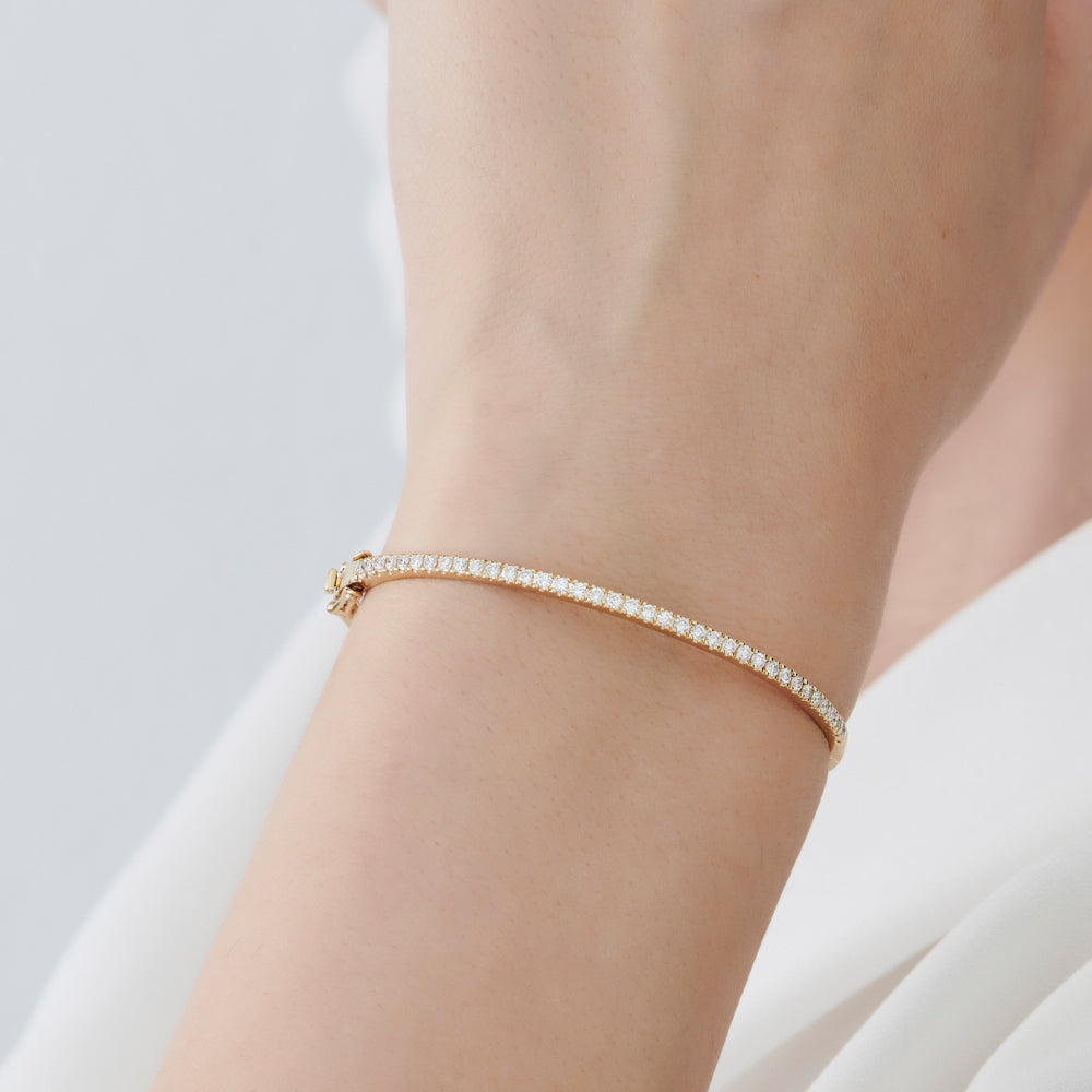 14k Stacking Micro Pave Diamond Bangle 0.90 ctw - Geum Jewels