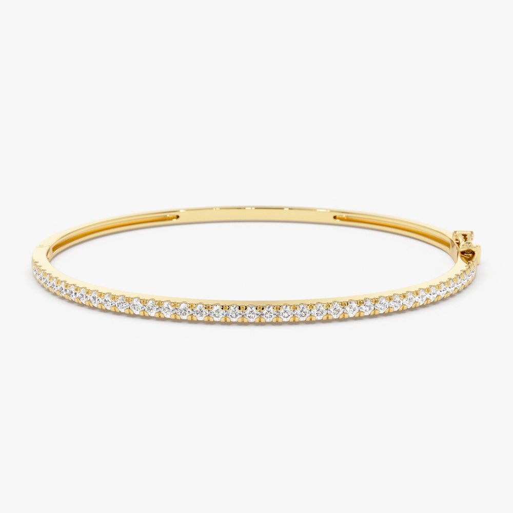 14k Stacking Micro Pave Diamond Bangle 0.90 ctw - Geum Jewels