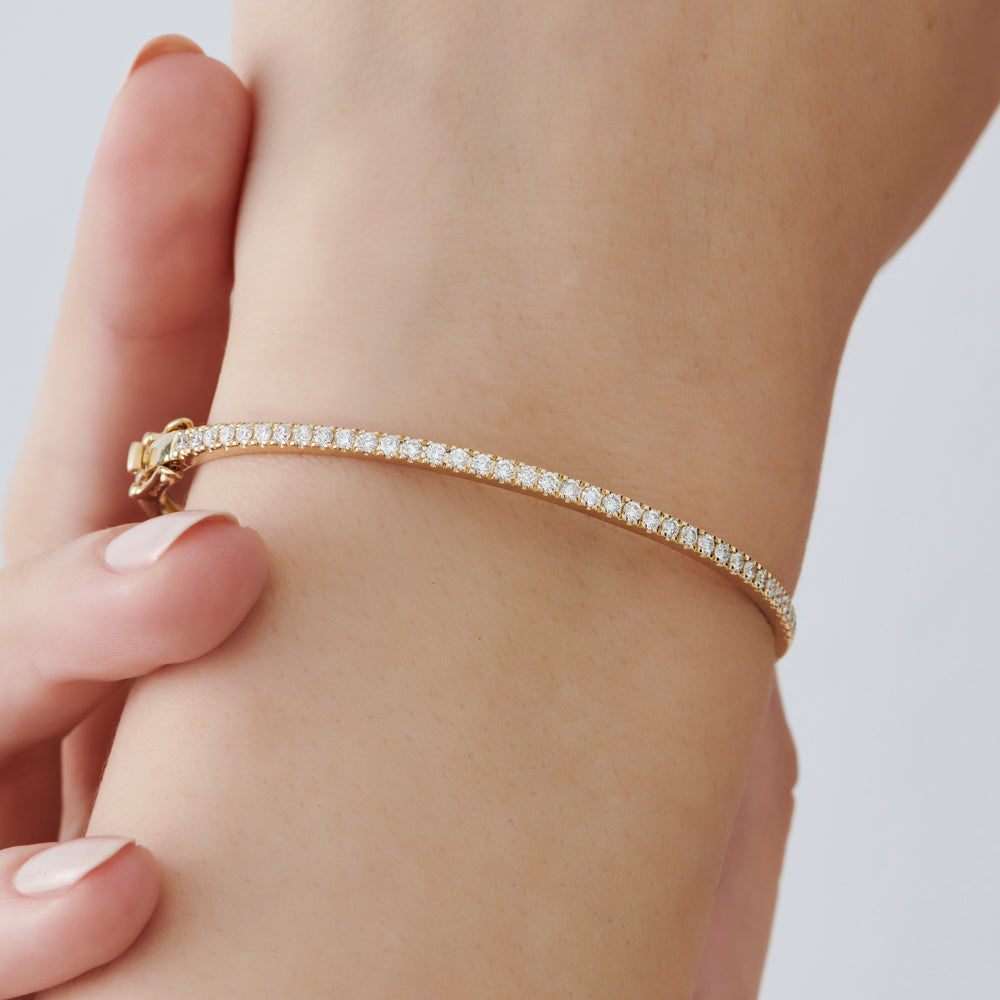 14k Stacking Micro Pave Diamond Bangle 0.90 ctw - Geum Jewels