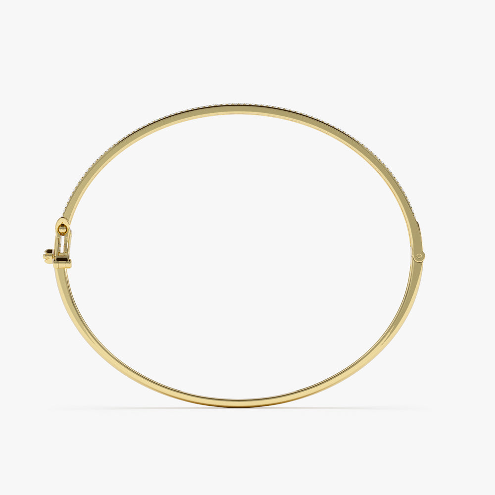 14k Three Row Pave Diamond Bangle Bracelet