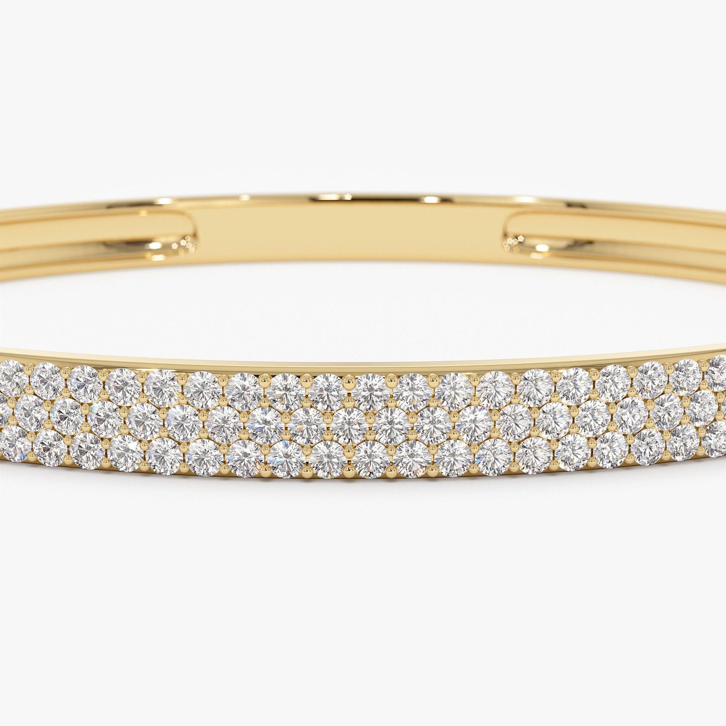 14k Triple Row Statement Diamond Bangle 1.80 Ctw